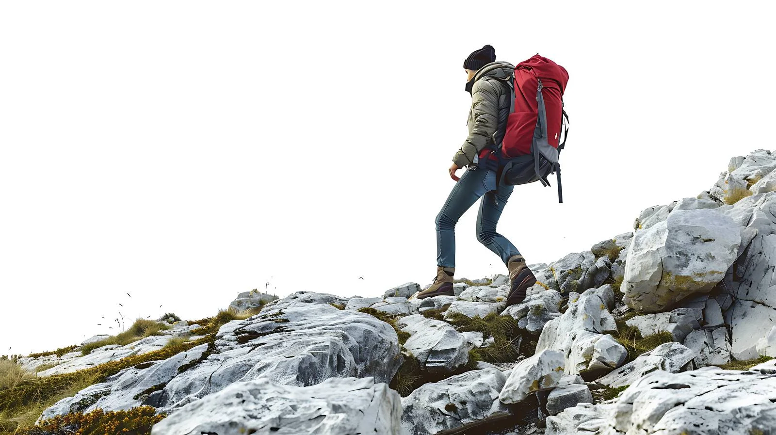 Solo hiker traversing rocky paths in Canada — free download from Dotvec