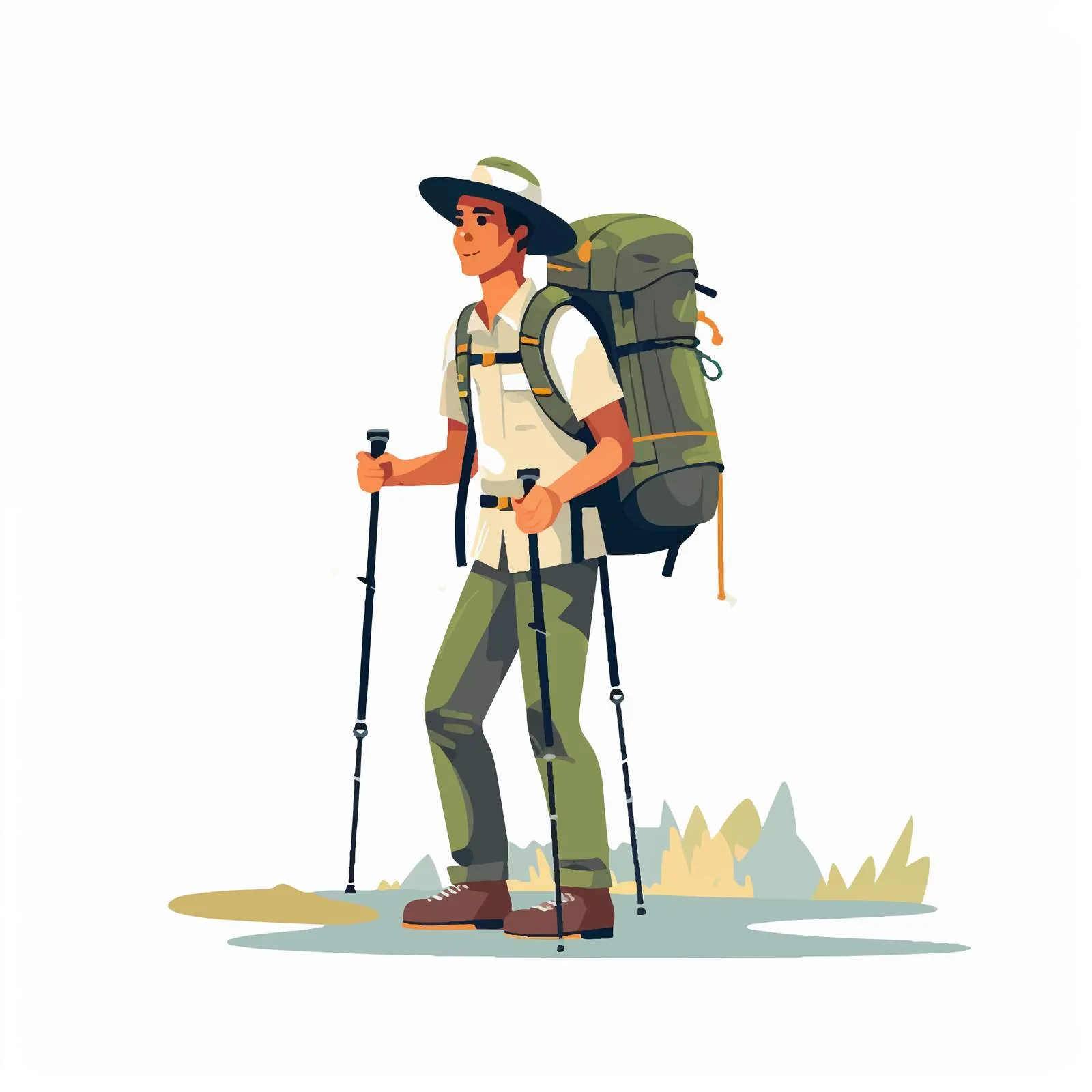 Hiker Trekking with Walking Poles in Nature — free download from Dotvec