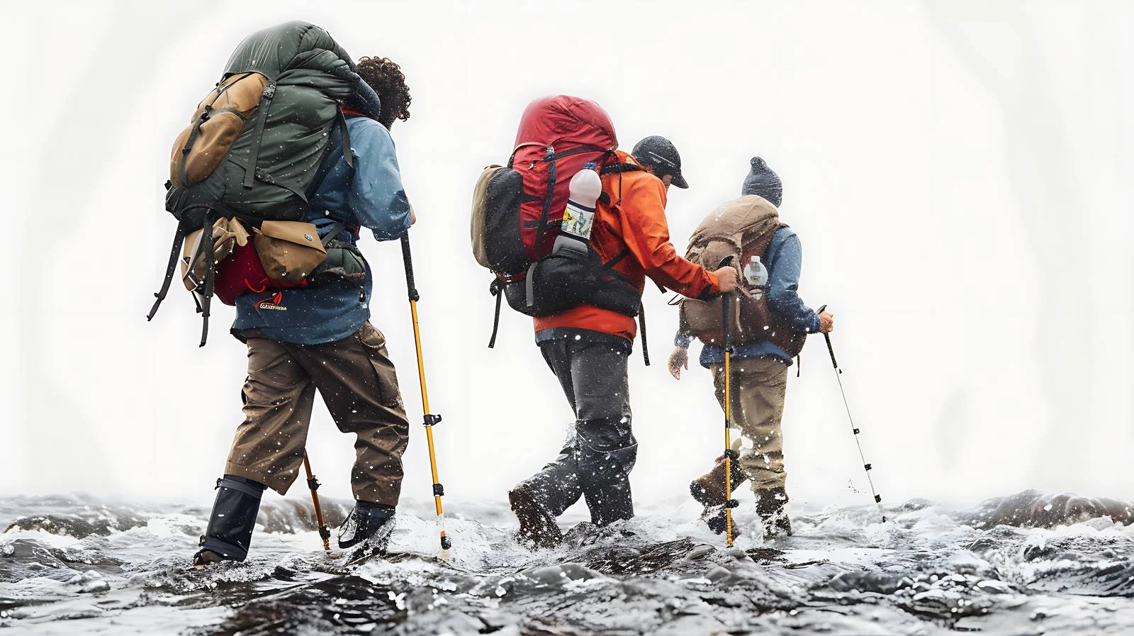 Collaborative Backpackers Cross River Channel Together — free download from Dotvec