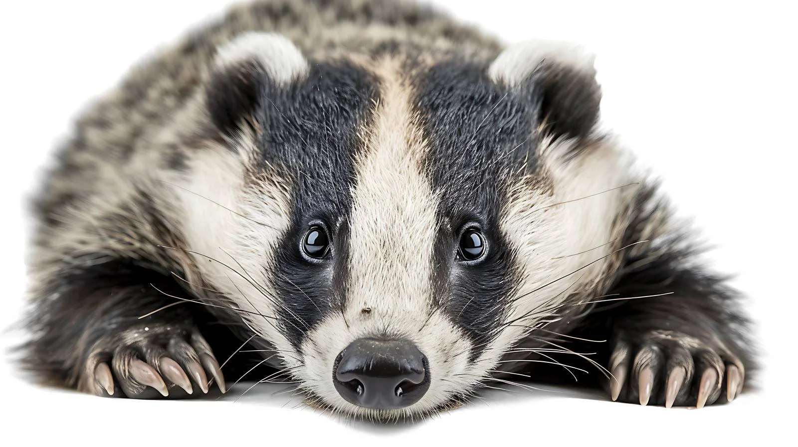 European Badger Close-Up Isolated White Background — free download from Dotvec