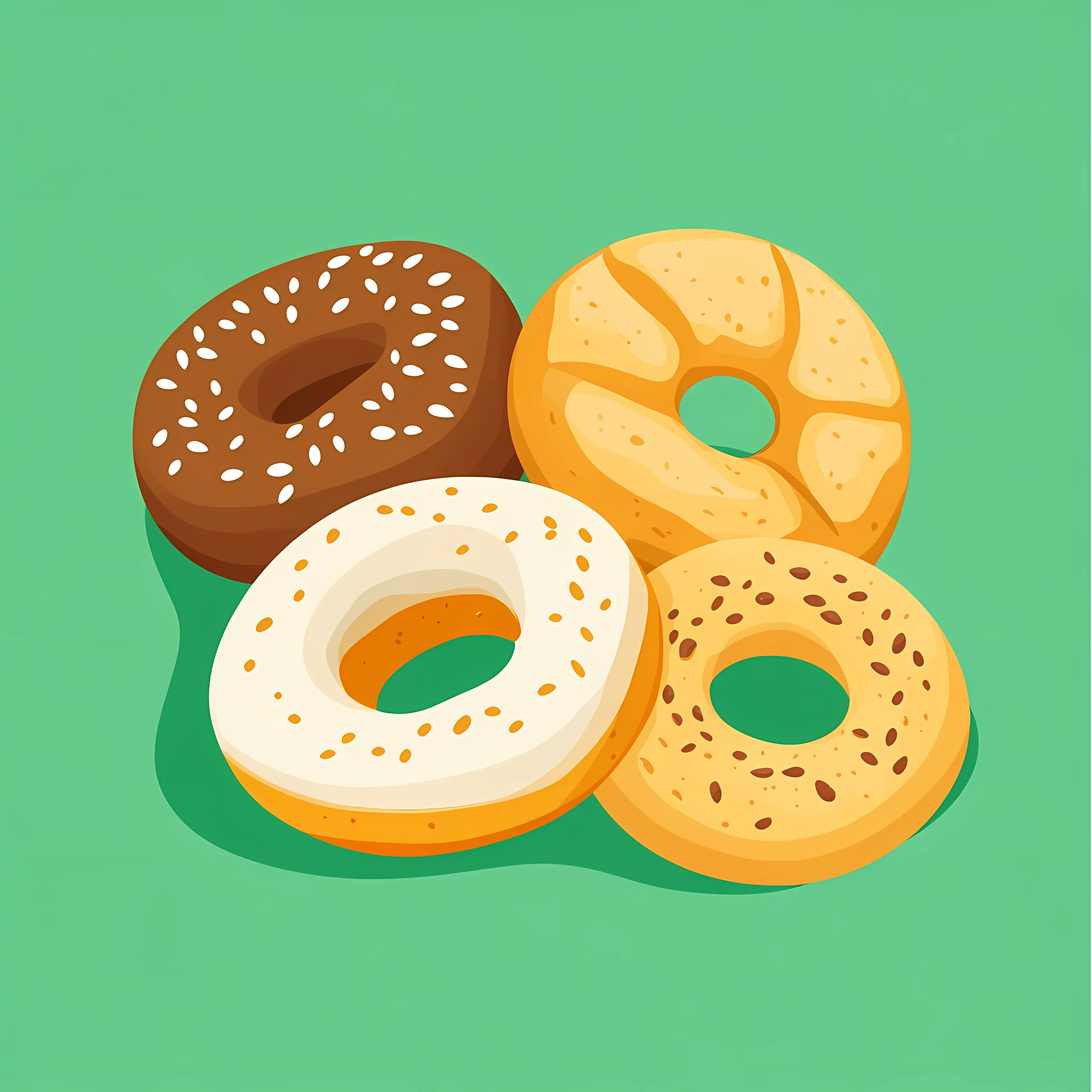Bagel Bakery and Bread Icon on Green Background – free bagel image from Dotvec