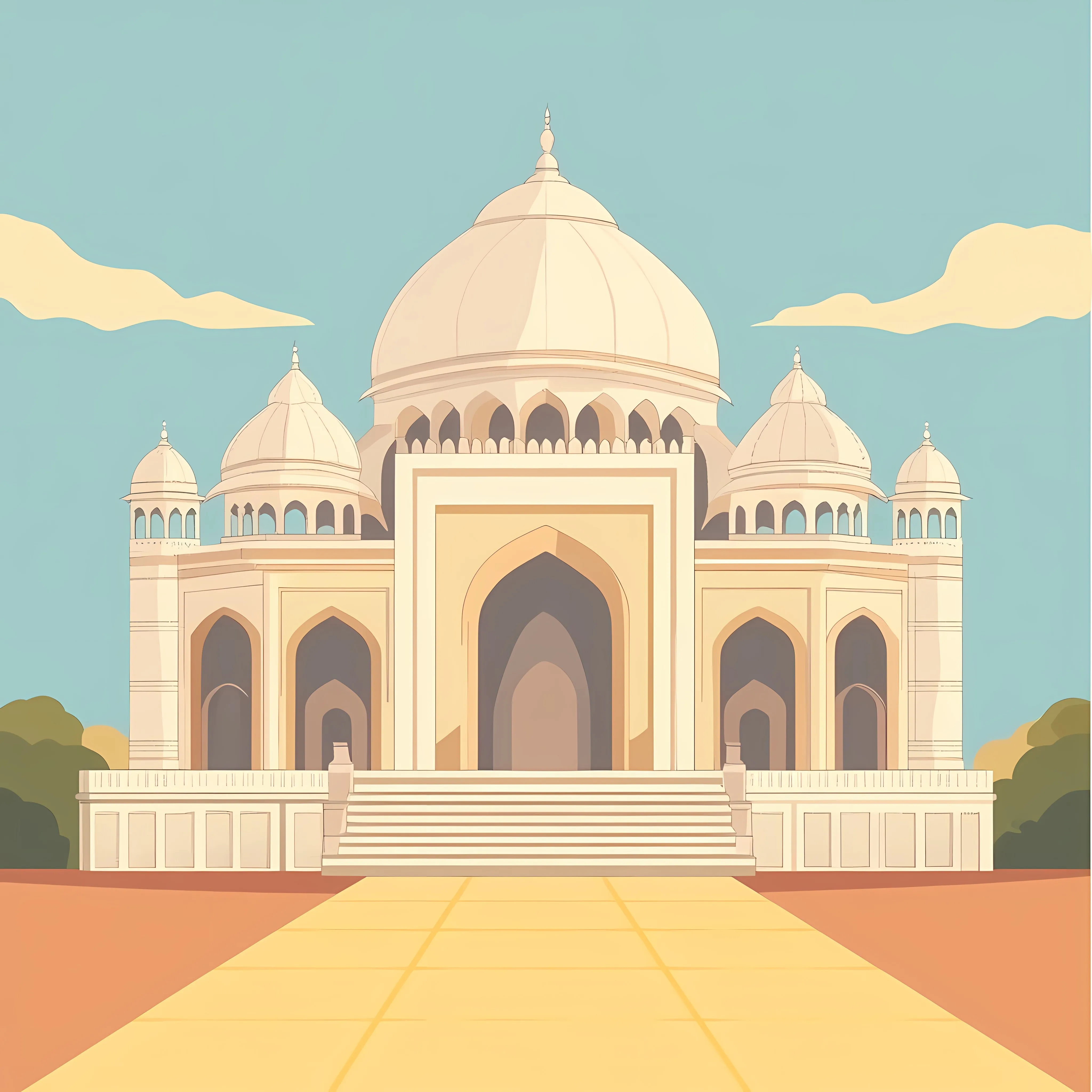 Baha'i Temple Front Indian Culture Vector Illustration — free download from Dotvec