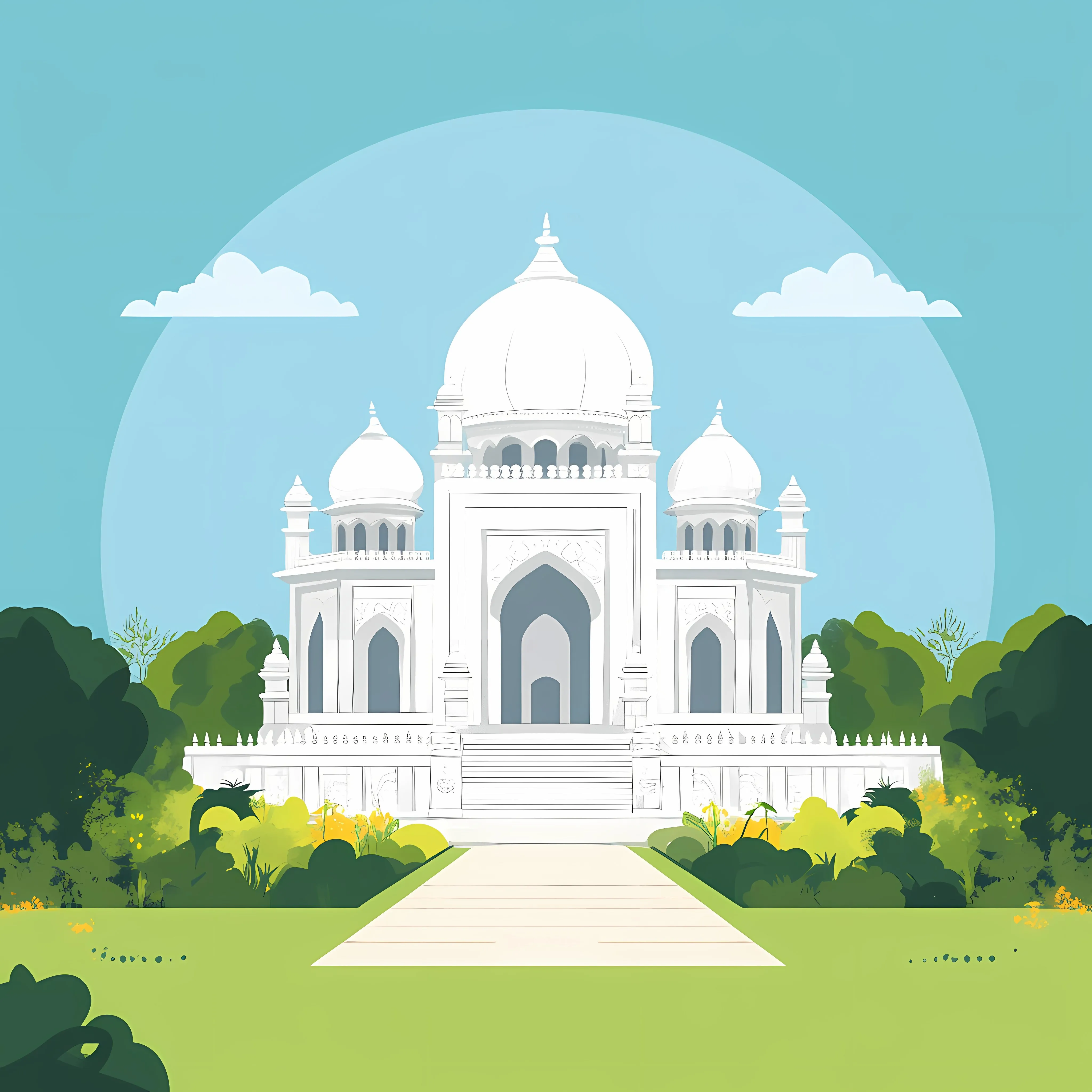 Bahai Temple Front Indian Culture Illustration — free download from Dotvec