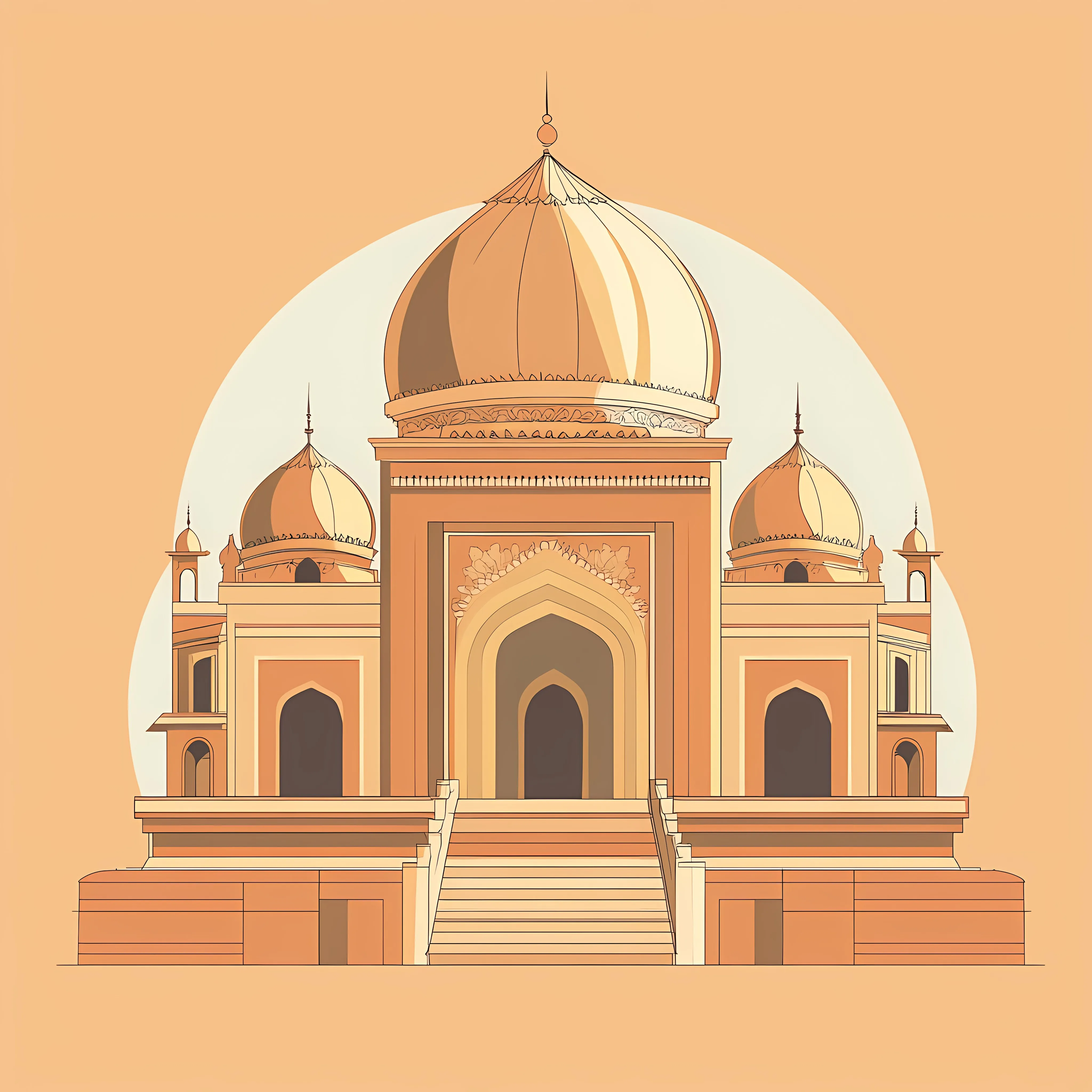 Baha'i Temple Front Indian Culture Illustration — free download from Dotvec