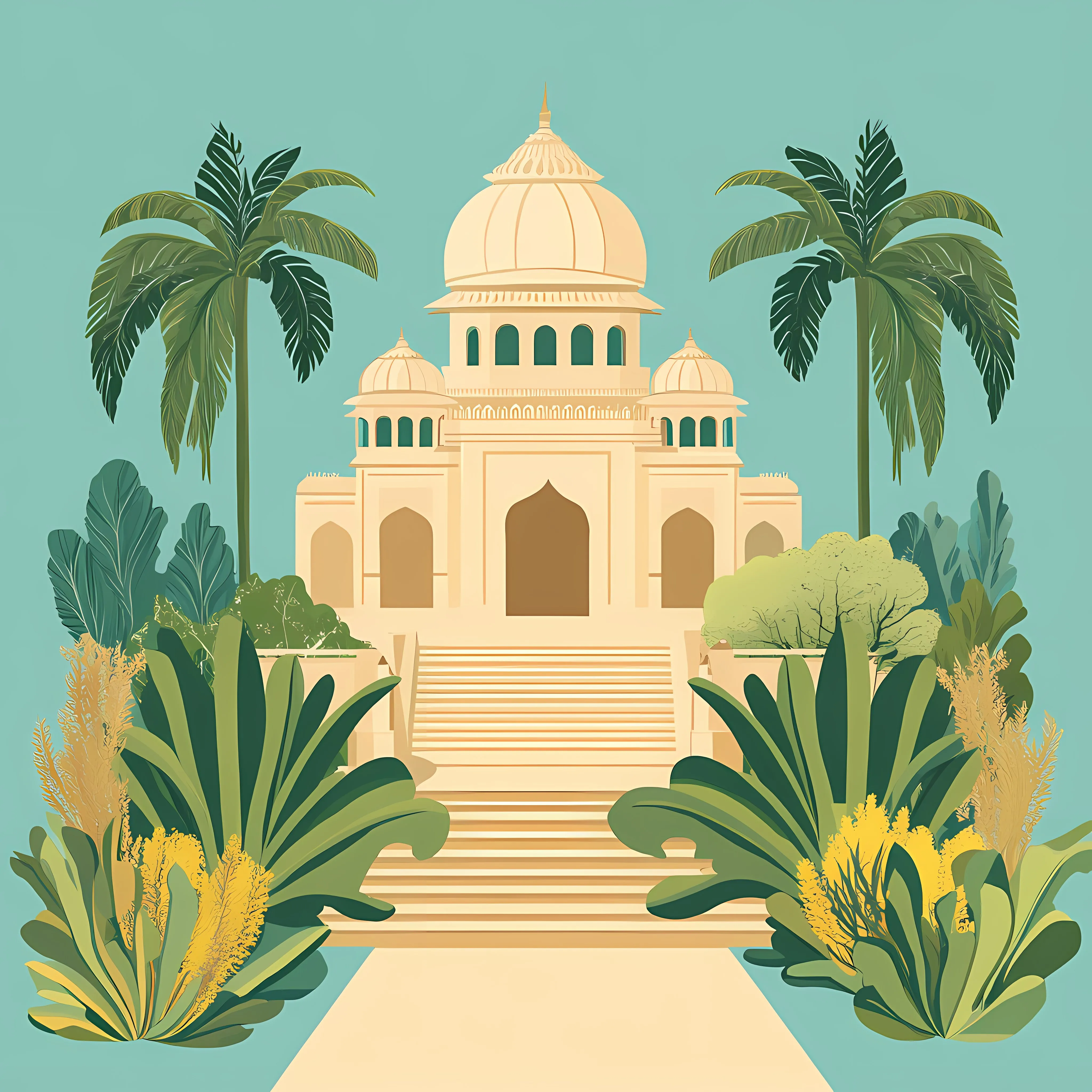 Bahai Temple Surrounded by Greenery Illustration — free download from Dotvec