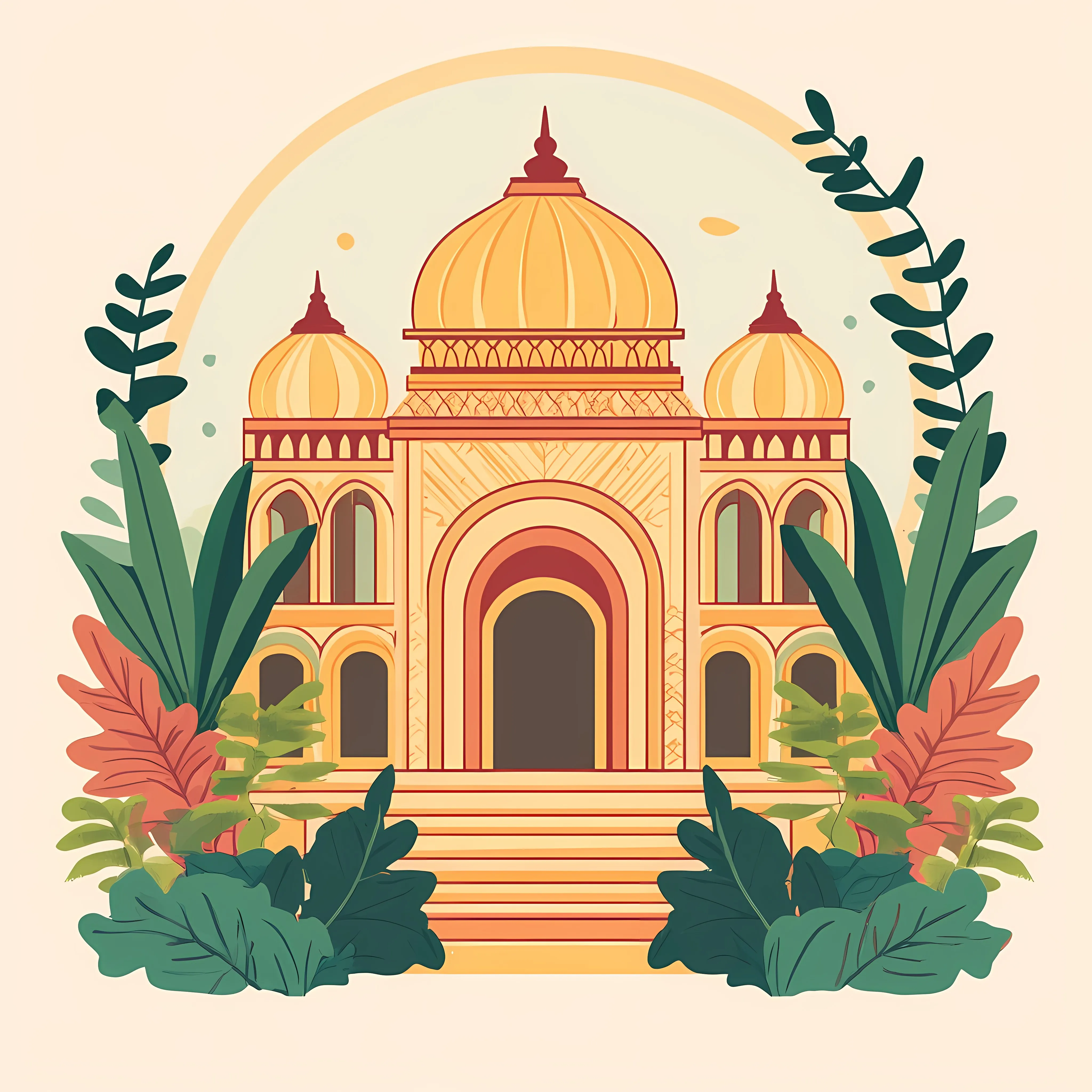 Bahai Temple with Plants - Indian Culture Illustration — free download from Dotvec
