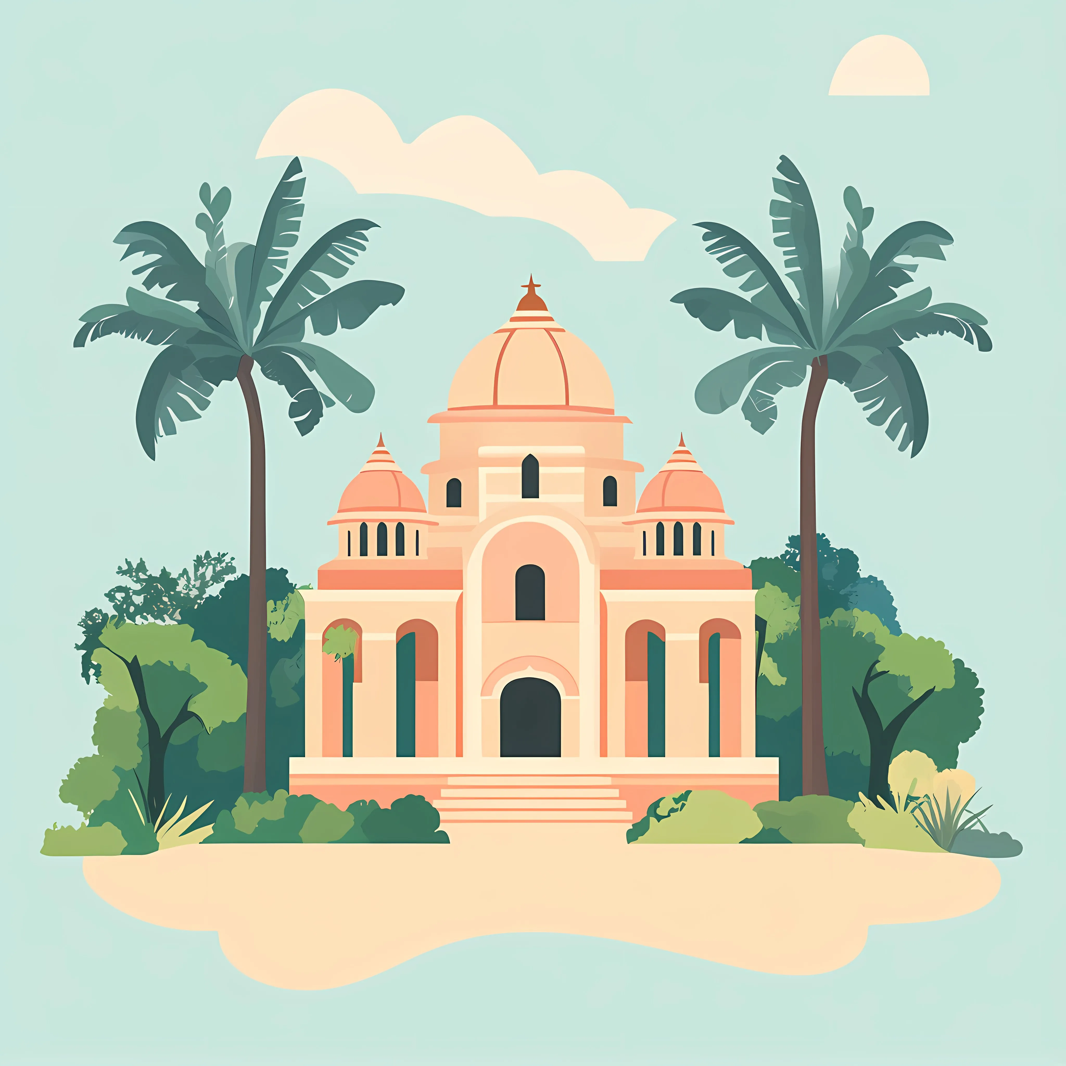 Bahai Temple Surrounded by Trees Vector Illustration — free download from Dotvec