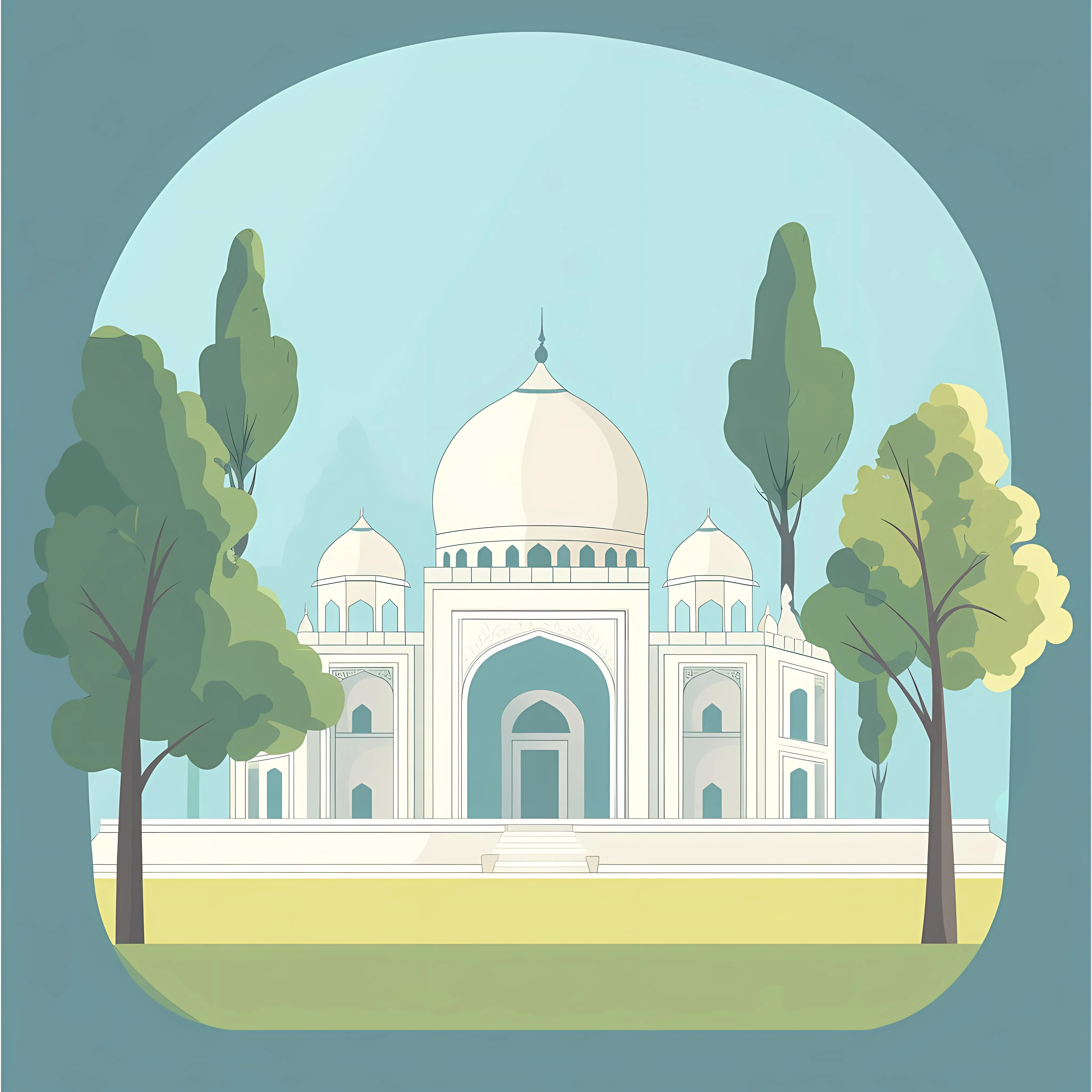 Bahai Temple Surrounded by Trees Illustration — free download from Dotvec