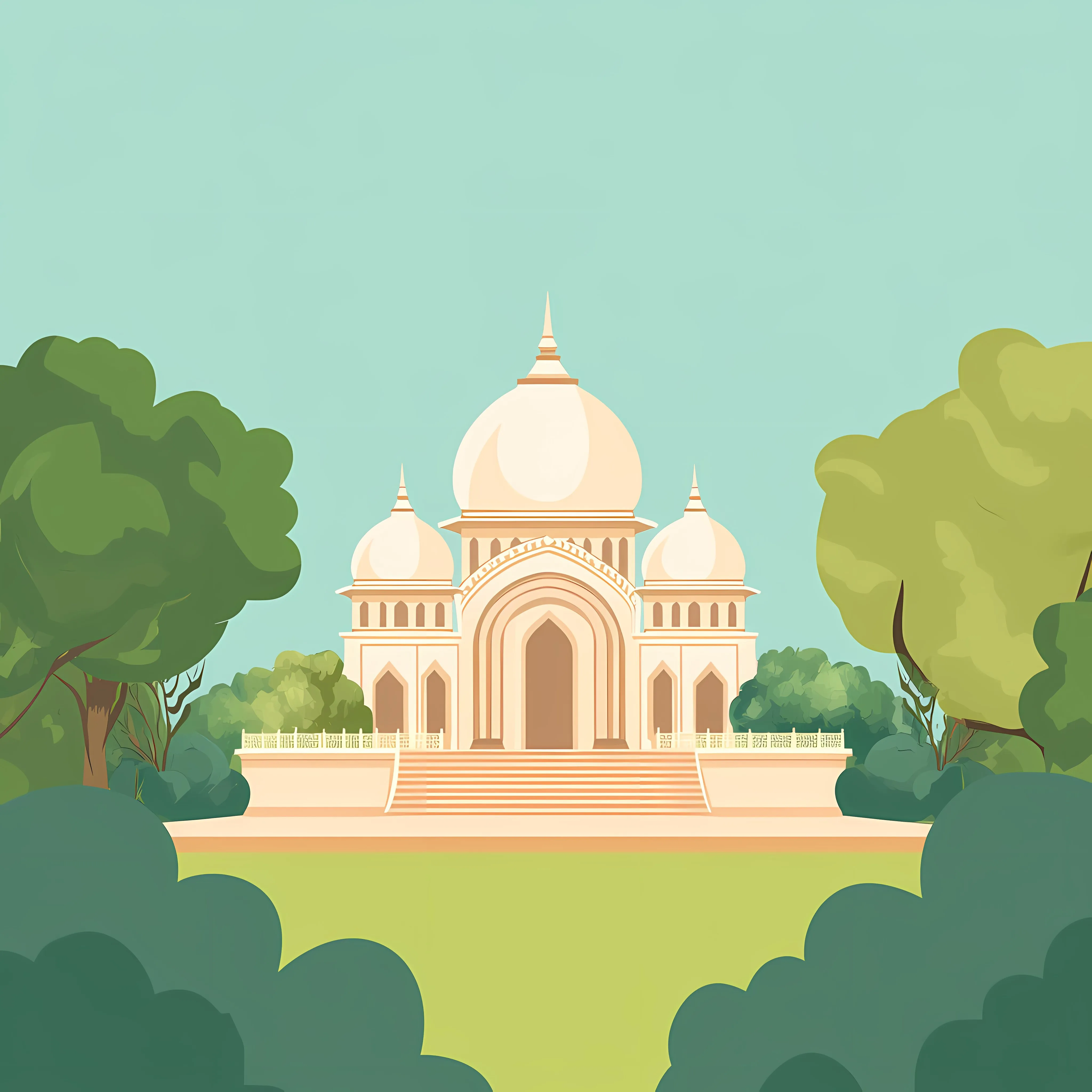 Bahai Temple Surrounded by Trees Illustration — free download from Dotvec