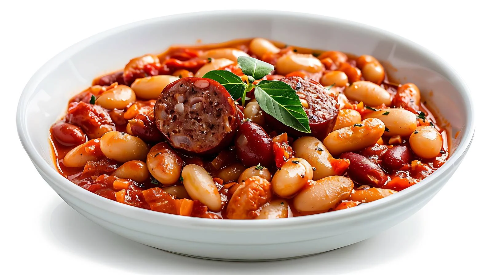Savory Baked Beans in Tomato Sauce with Sausage — free download from Dotvec