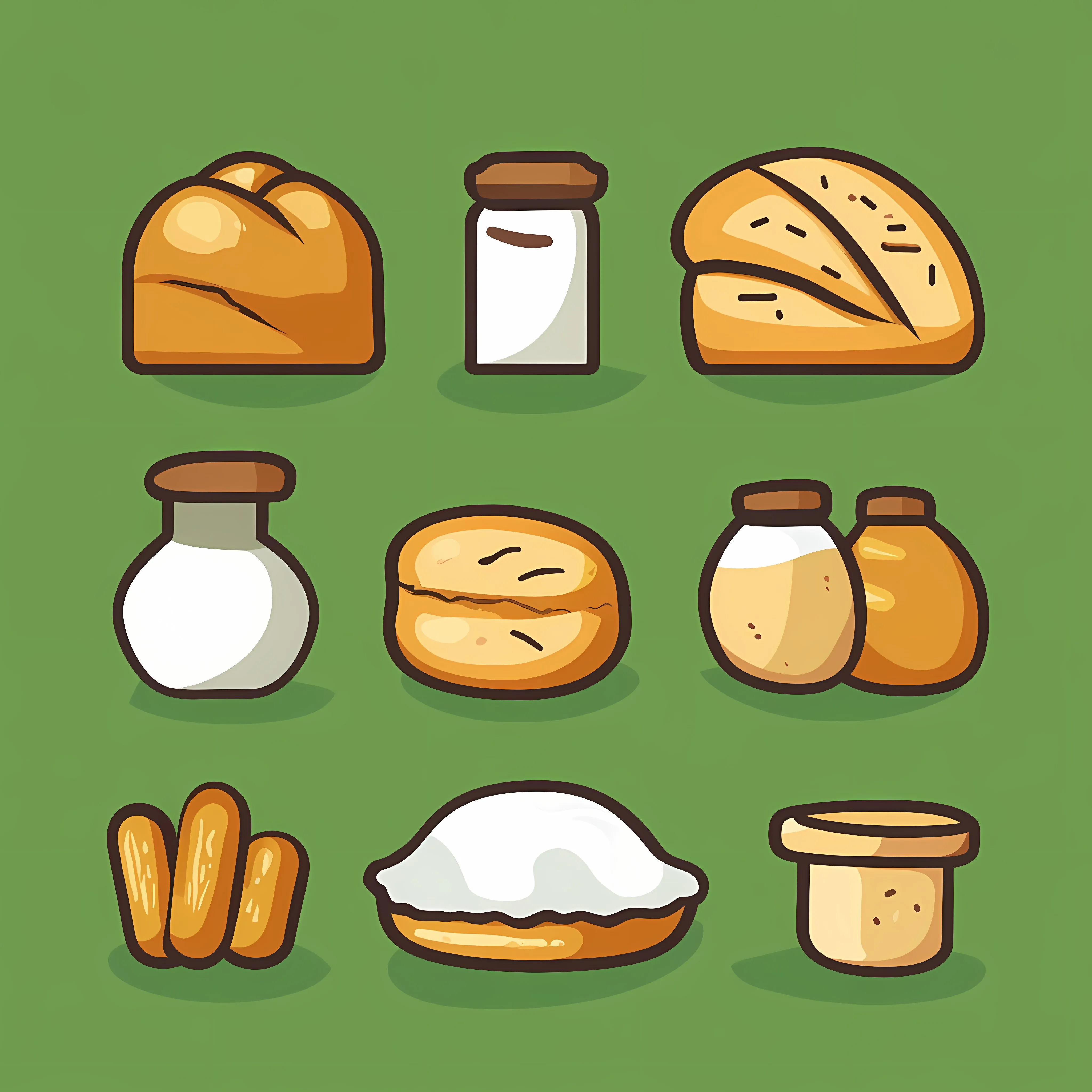 Bakery and Bread Icon on Green Background – free fresh bread image from Dotvec