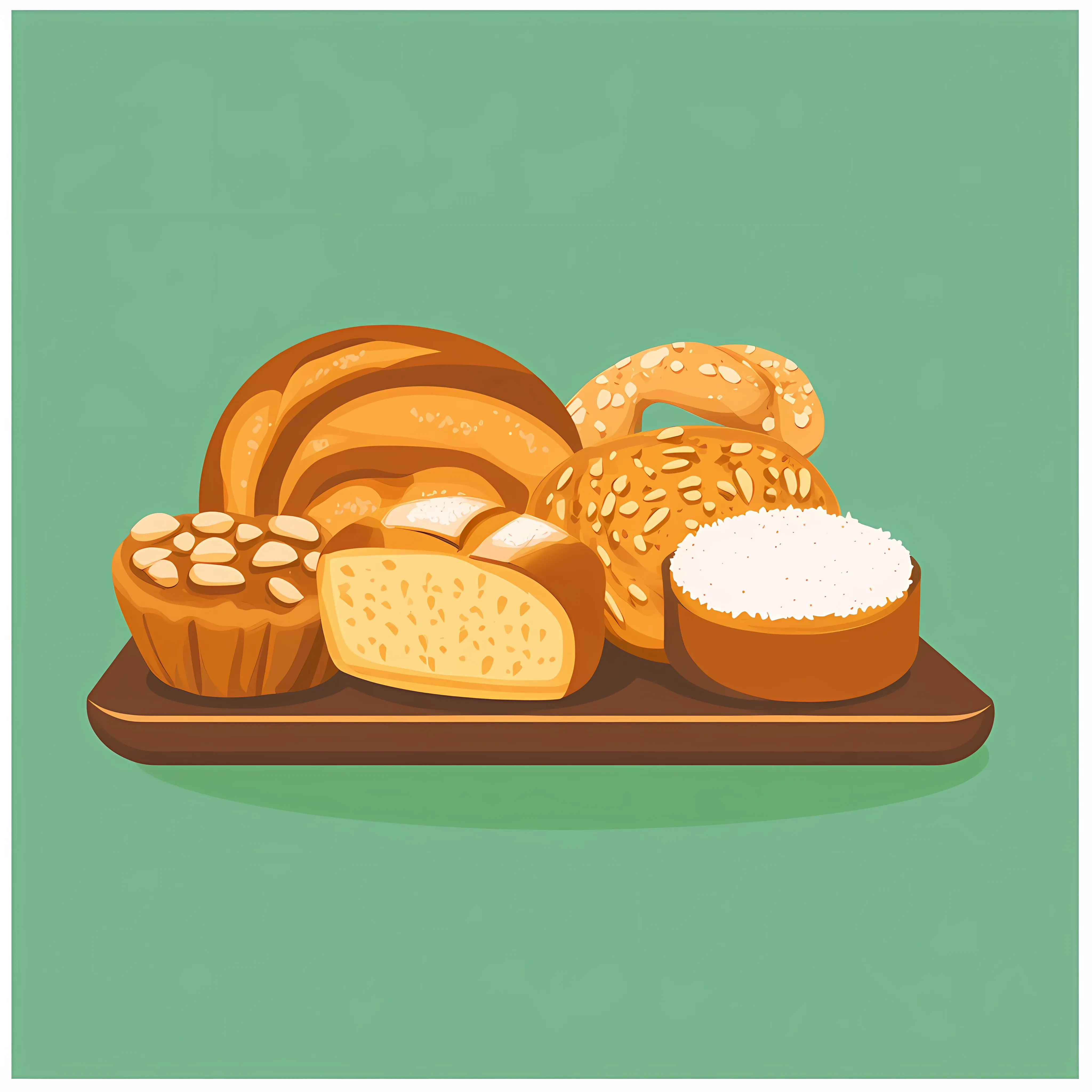 Bakery Bread Icon Flat Style on Green Background — free download from Dotvec