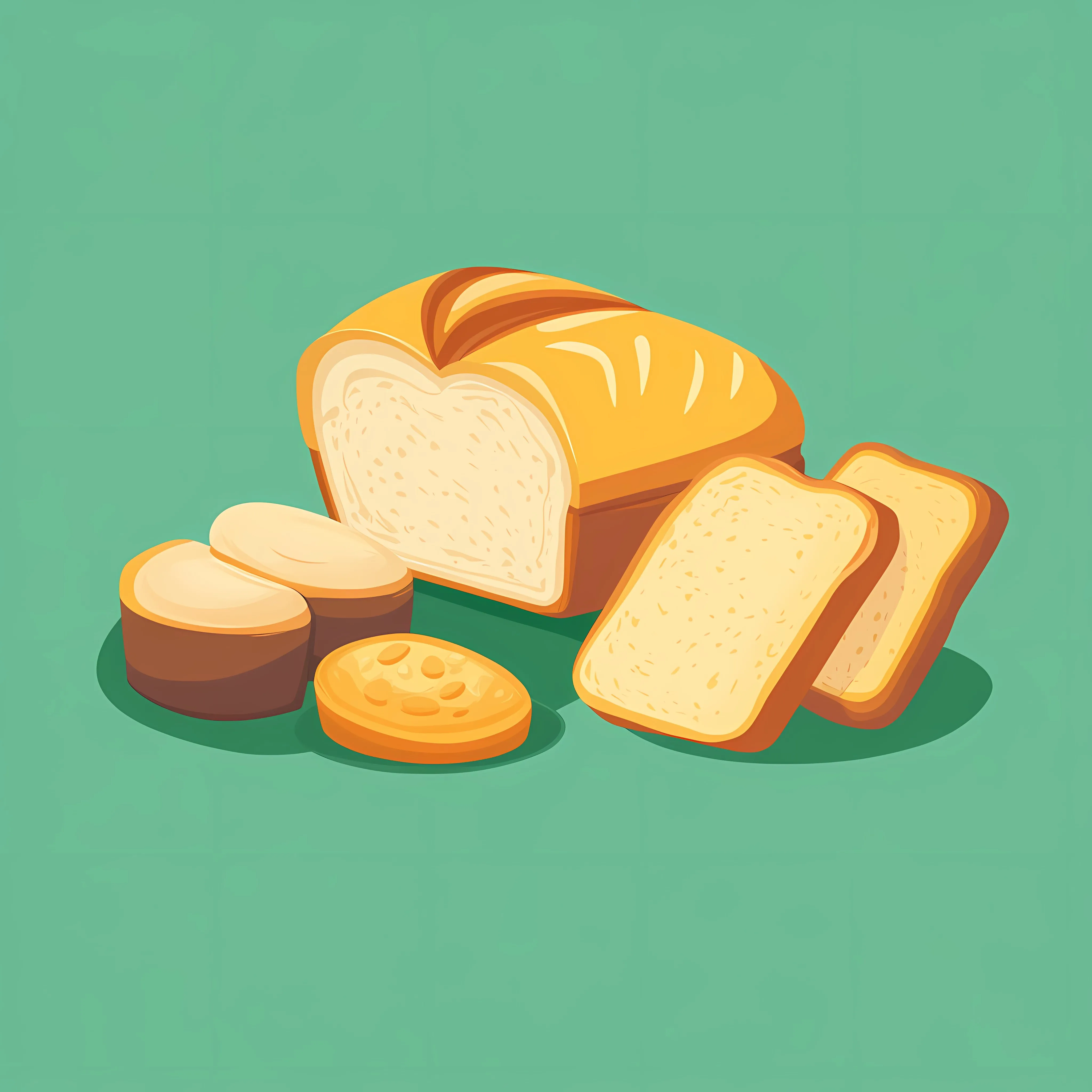 Bakery and Bread Icon on Green Background – free fresh bread image from Dotvec