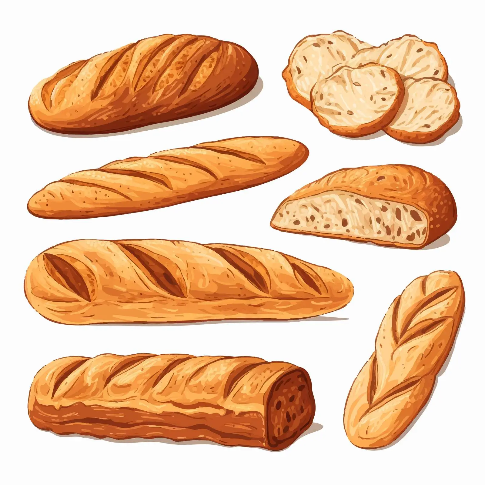 Baguette Bread Vector Illustration Design – free fresh bread image from Dotvec