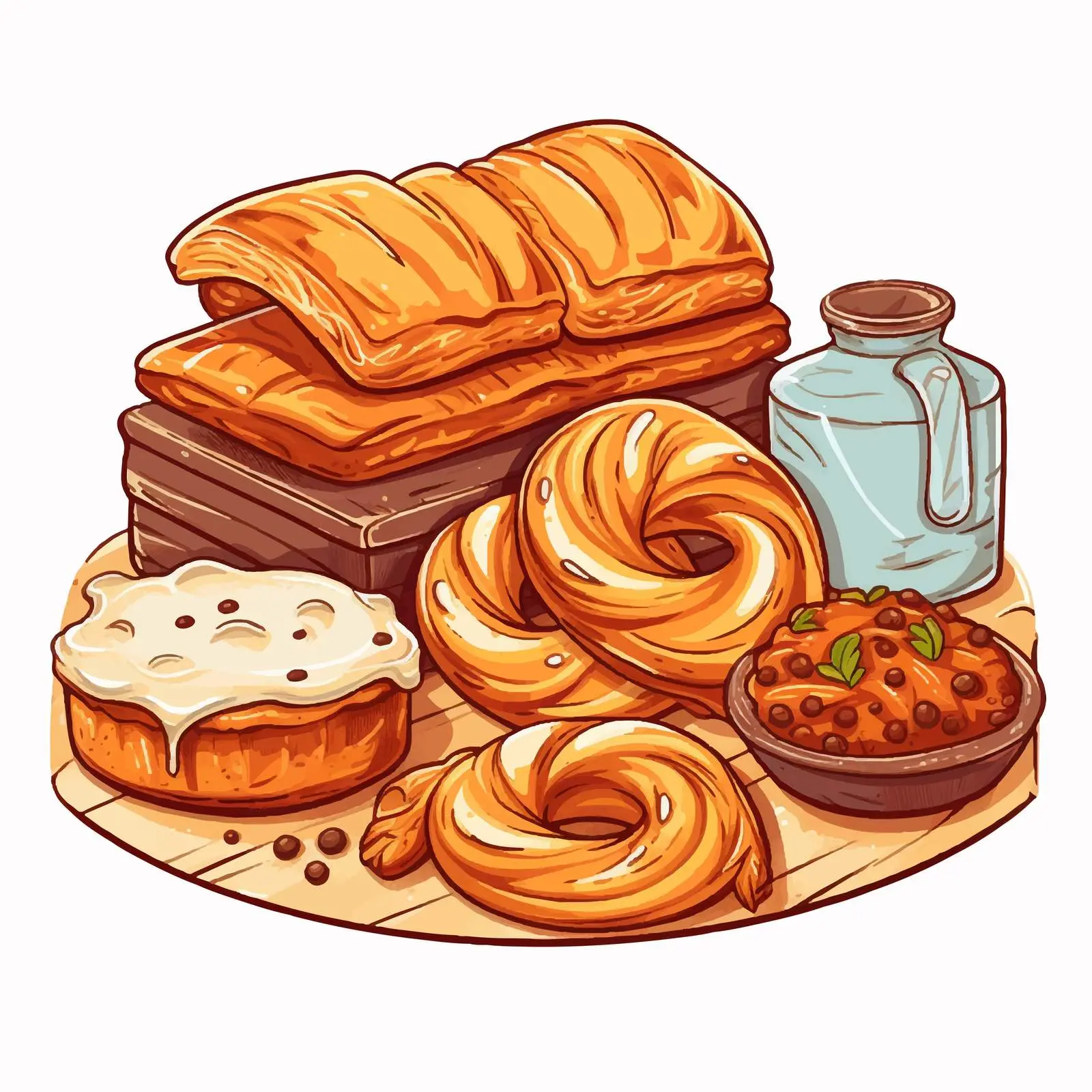 Bakery Food and Gastronomy Cartoon Illustration — free download from Dotvec