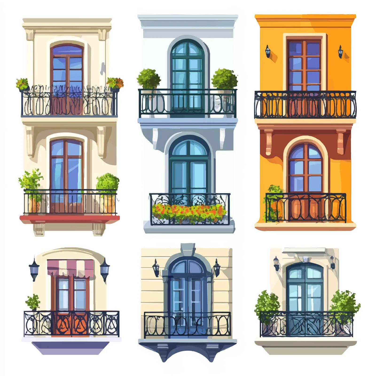 Modern Balconies and Facade Vector Collection — free download from Dotvec