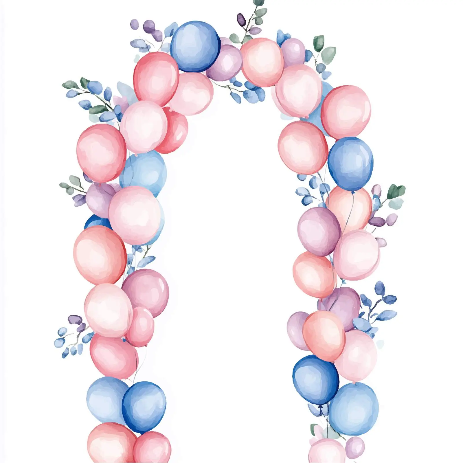 Watercolor Cartoon Balloon Garland Clipart — free download from Dotvec