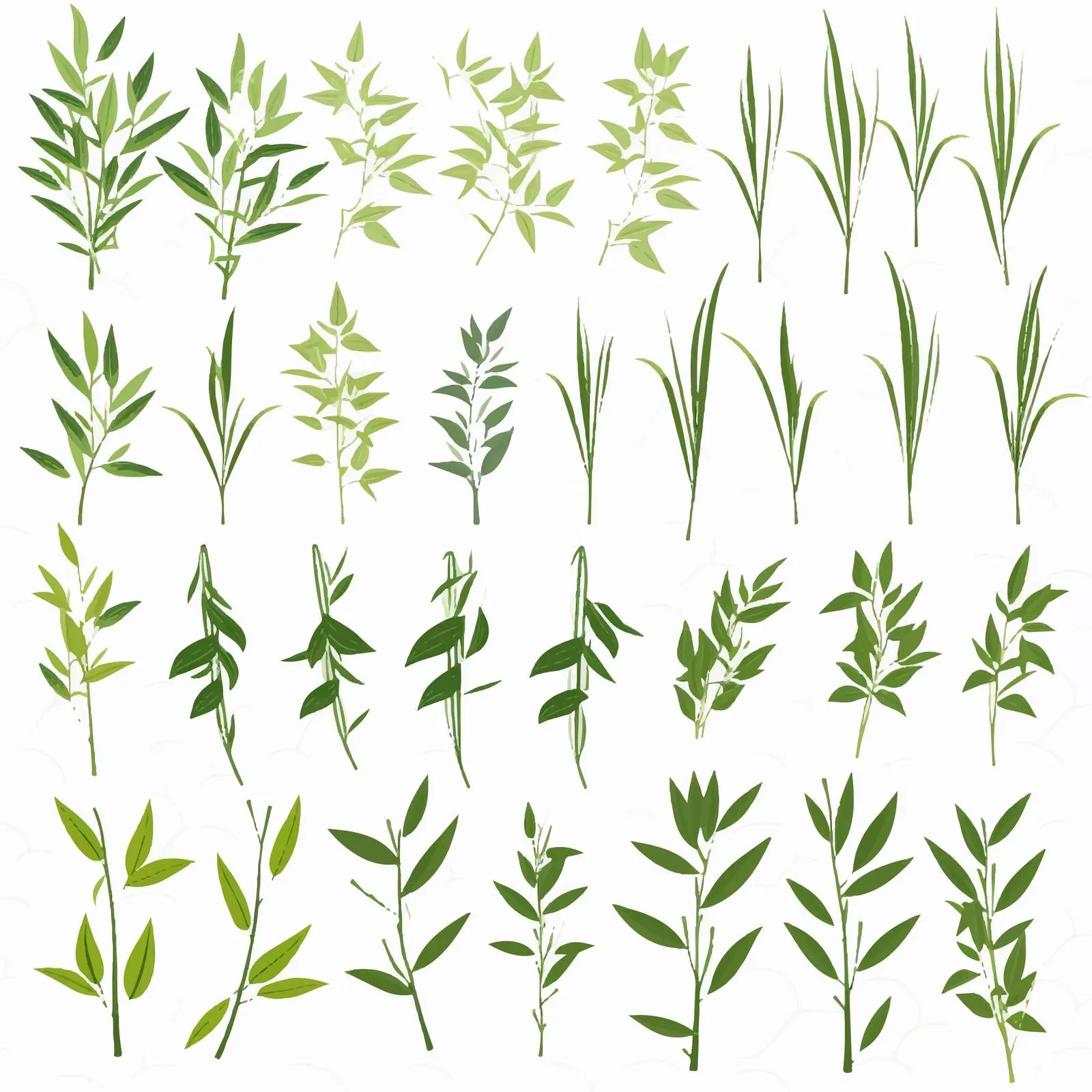 Bamboo Green Leaves Silhouettes Vector Set — free download from Dotvec