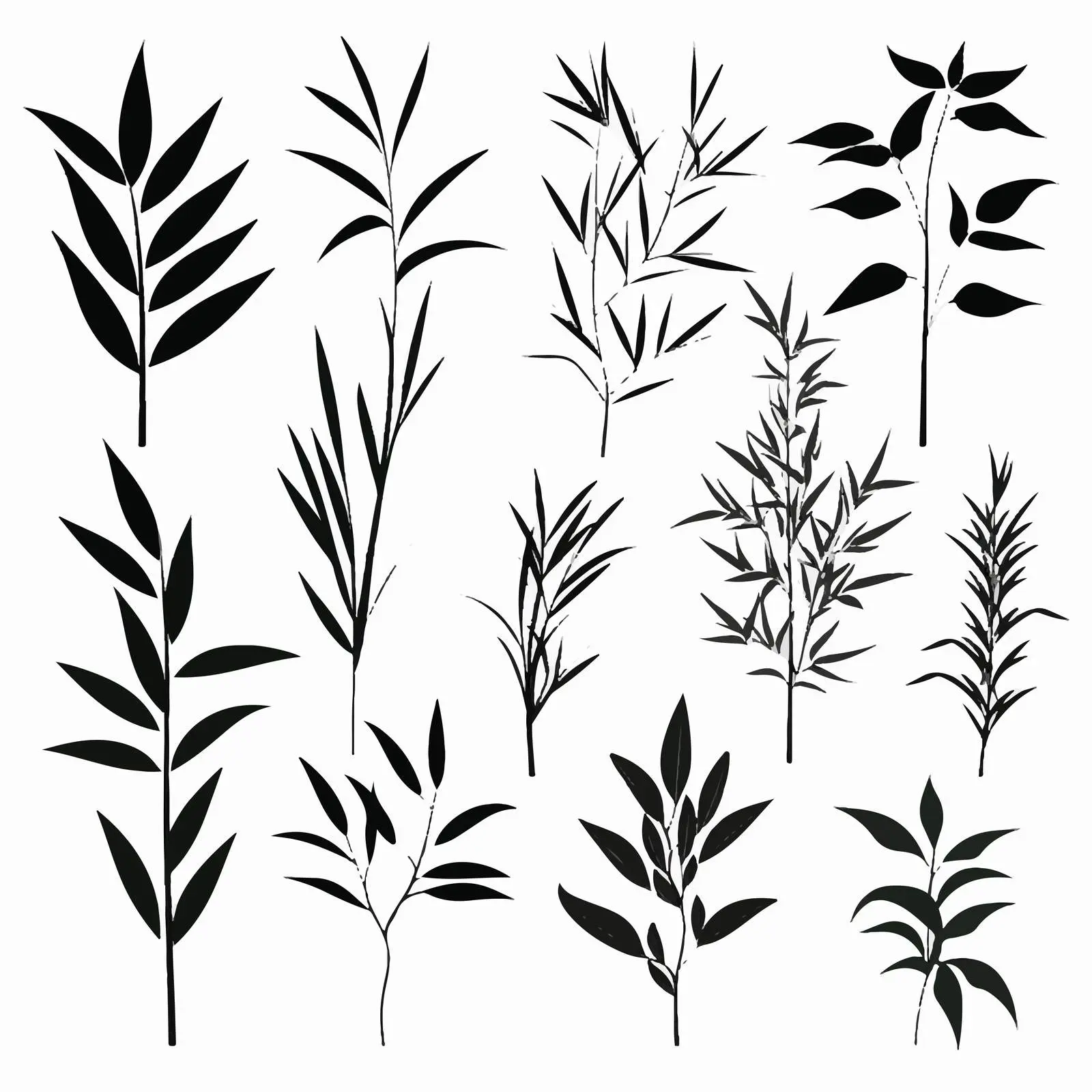 Bamboo Leaves Silhouettes Clip Art Set — free download from Dotvec