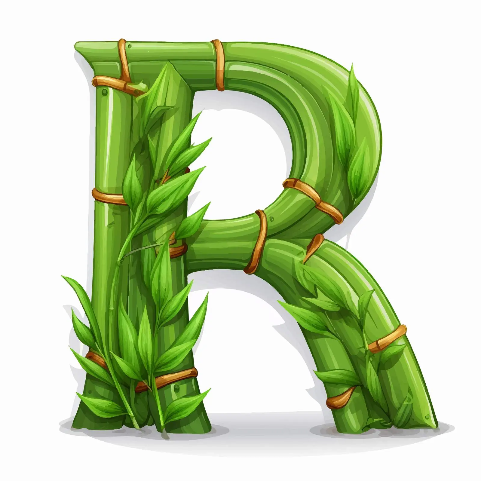 Bamboo Letter Alphabet in Green Font — free download from Dotvec