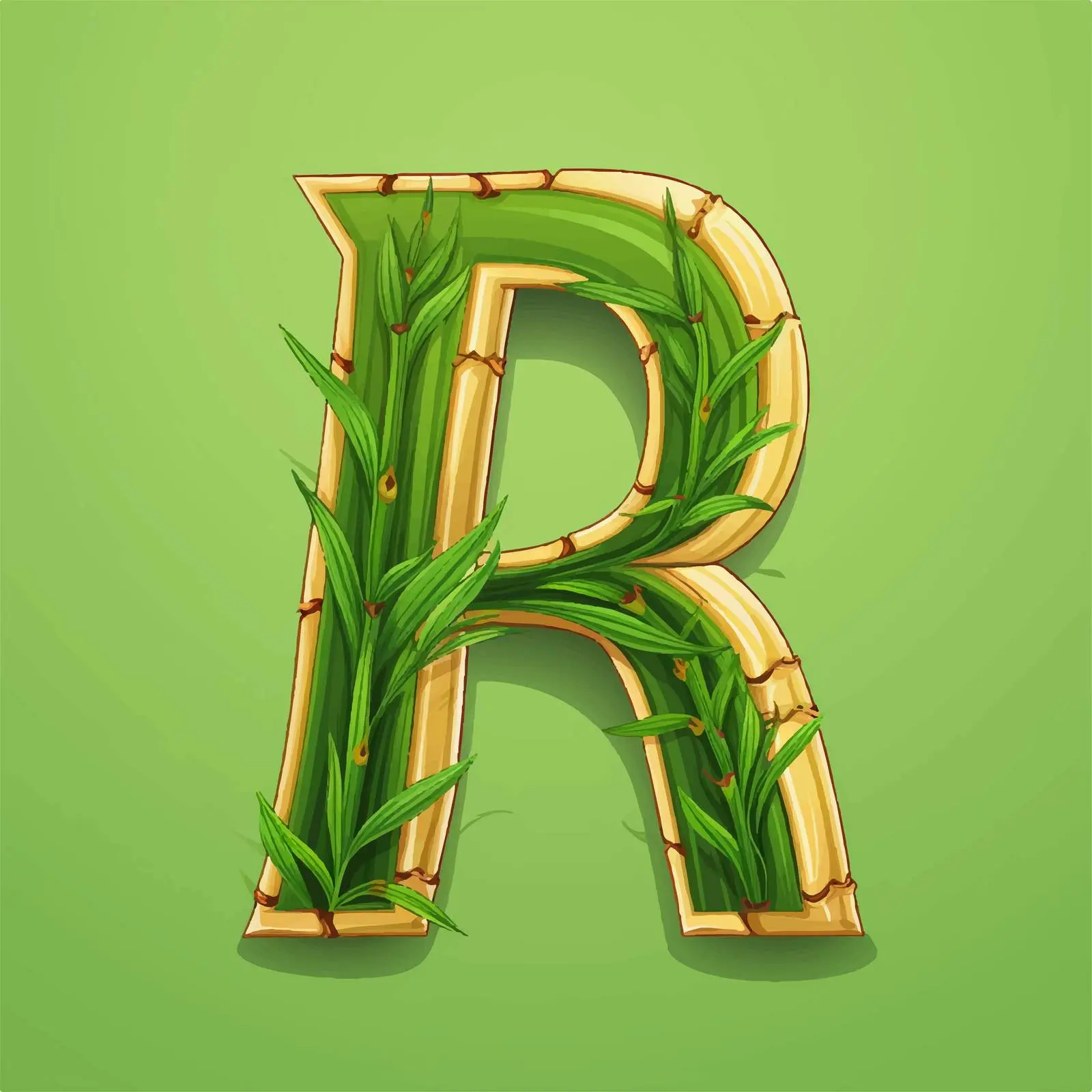 Isolated Green Bamboo Alphabet on White Background — free download from Dotvec