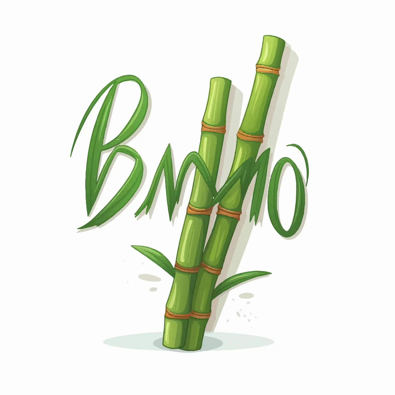 Isolated Green Bamboo Lettering on White Background – free creative lettering image from Dotvec