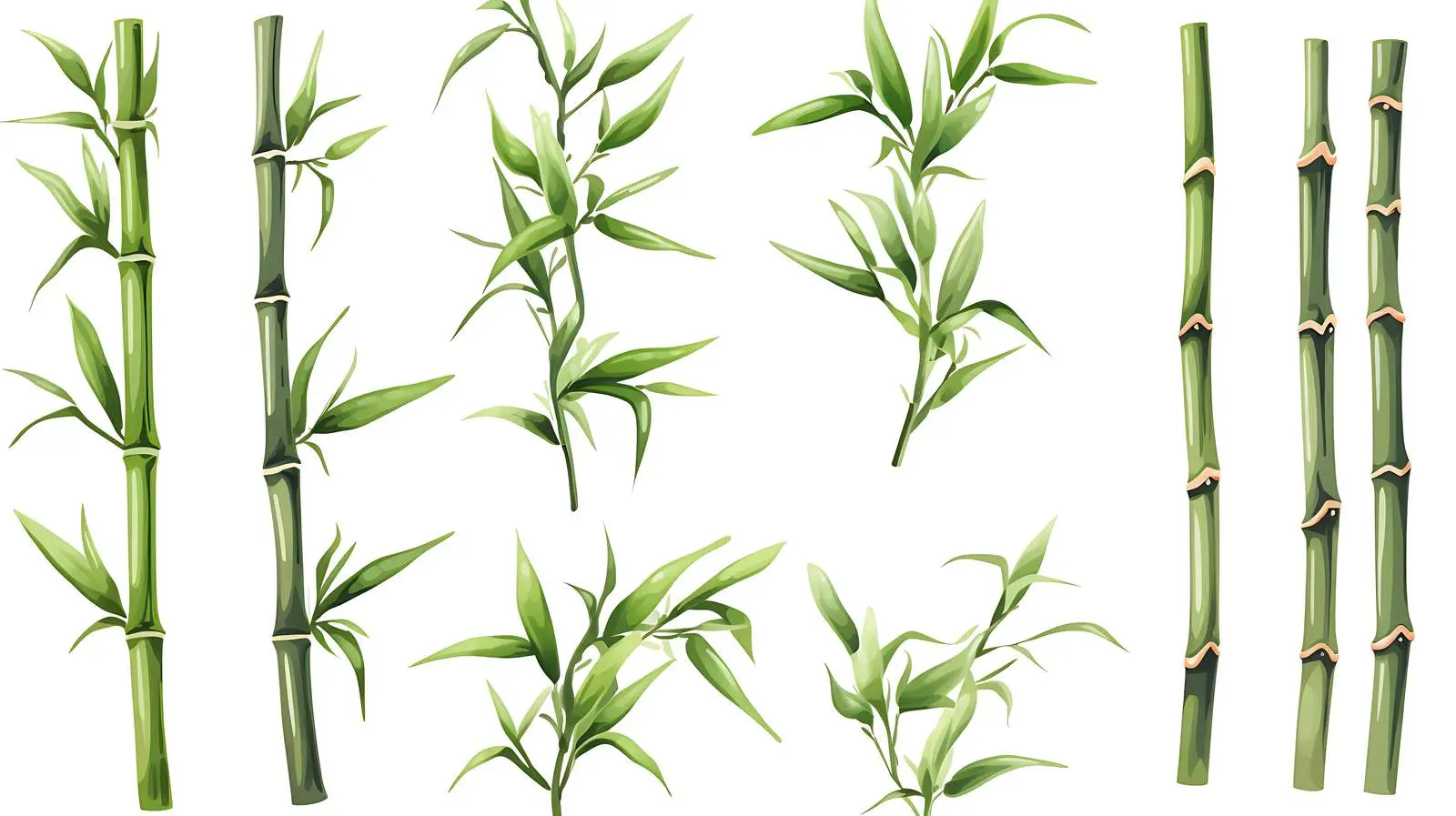Bamboo Tree Set On White Background — free download from Dotvec