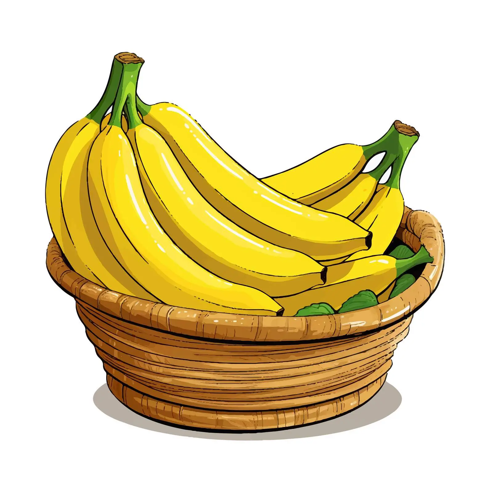 Banana in Basket Cartoon Illustration Vector — free download from Dotvec