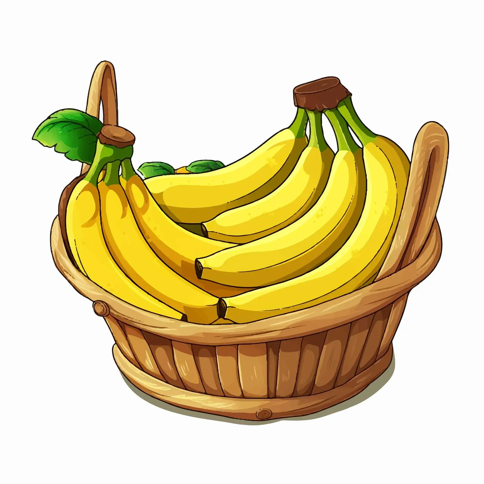 Banana in a Basket Cartoon Illustration Vector — free download from Dotvec