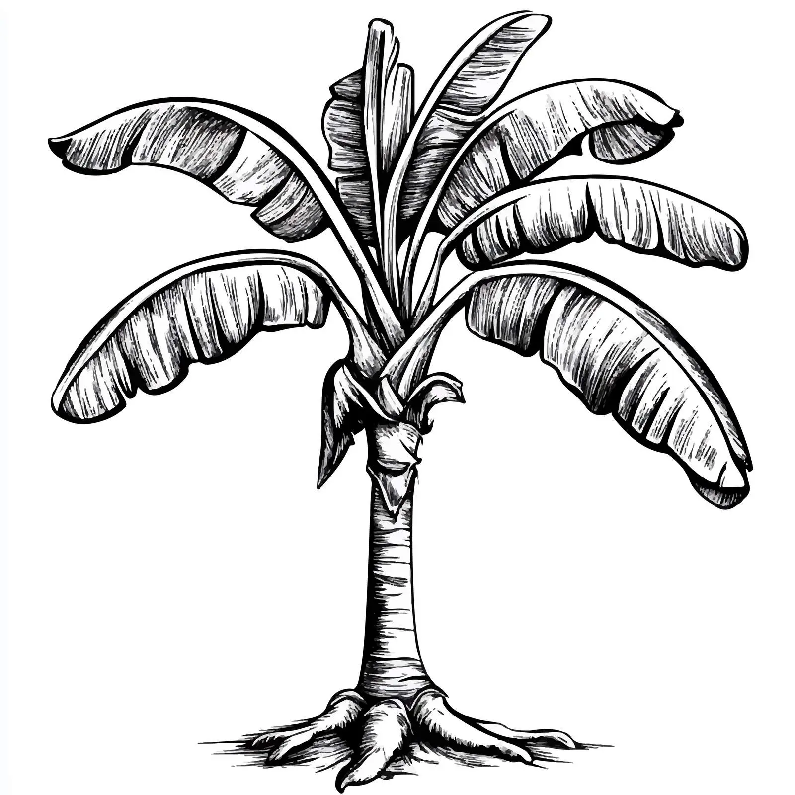 Black and White Banana Tree Vector — free download from Dotvec