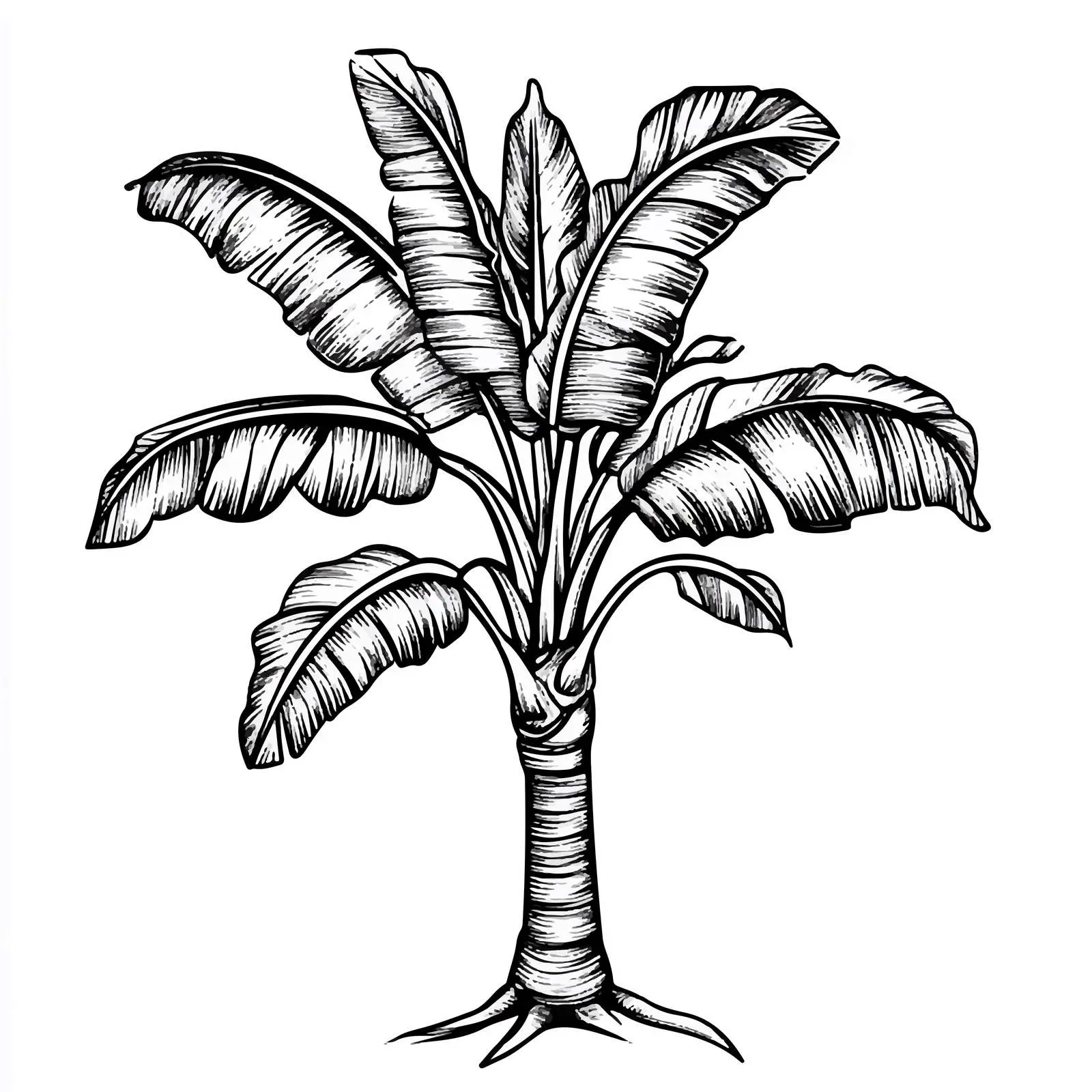 Black and White Banana Tree Illustration — free download from Dotvec