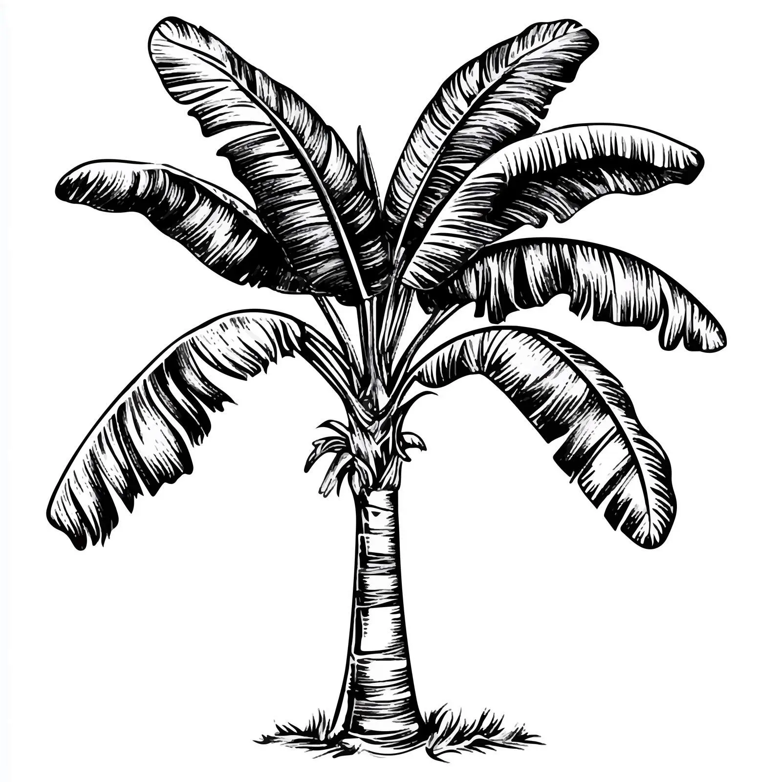 Black and White Banana Tree Illustration — free download from Dotvec