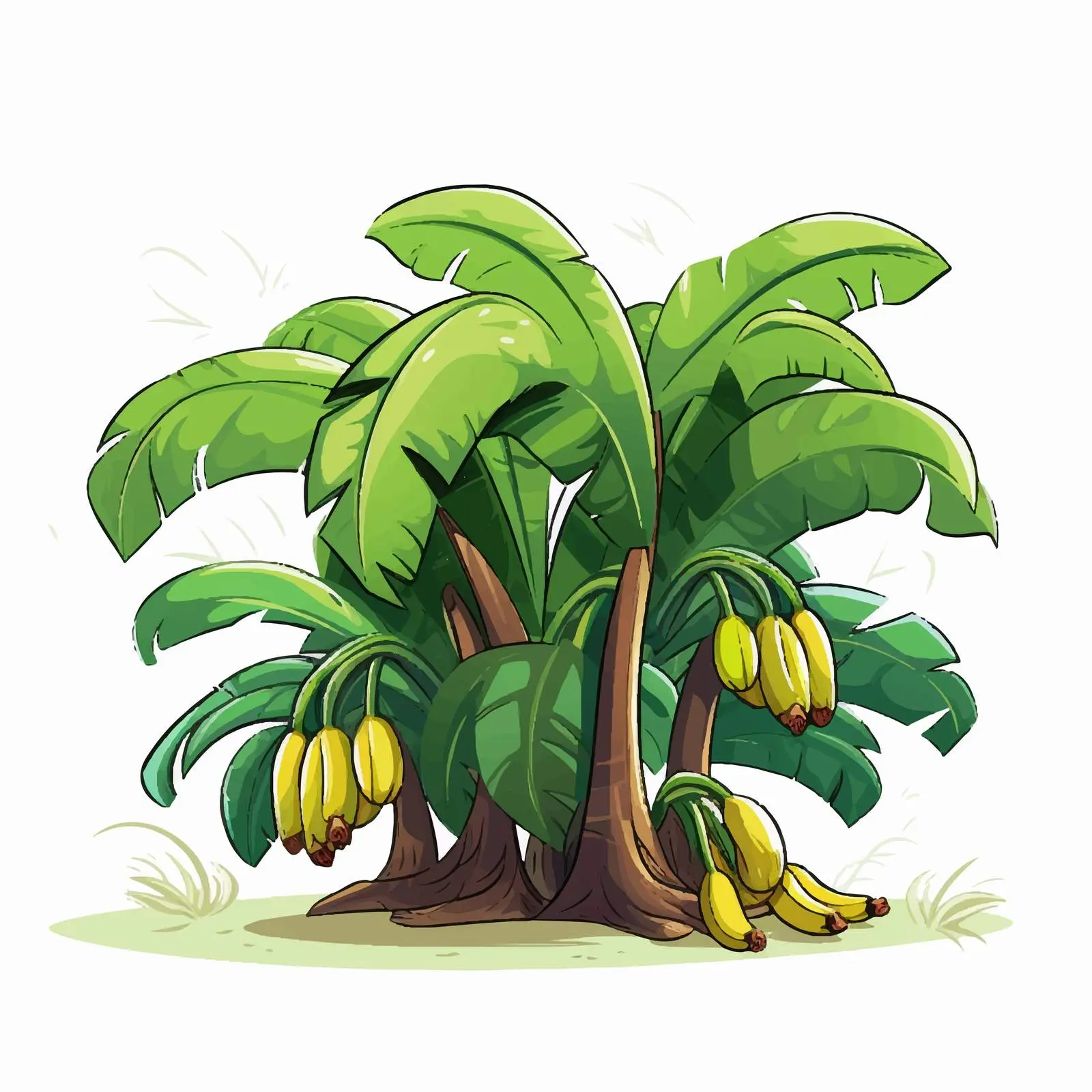 Cartoon Banana Tree Line Vector Illustration — free download from Dotvec