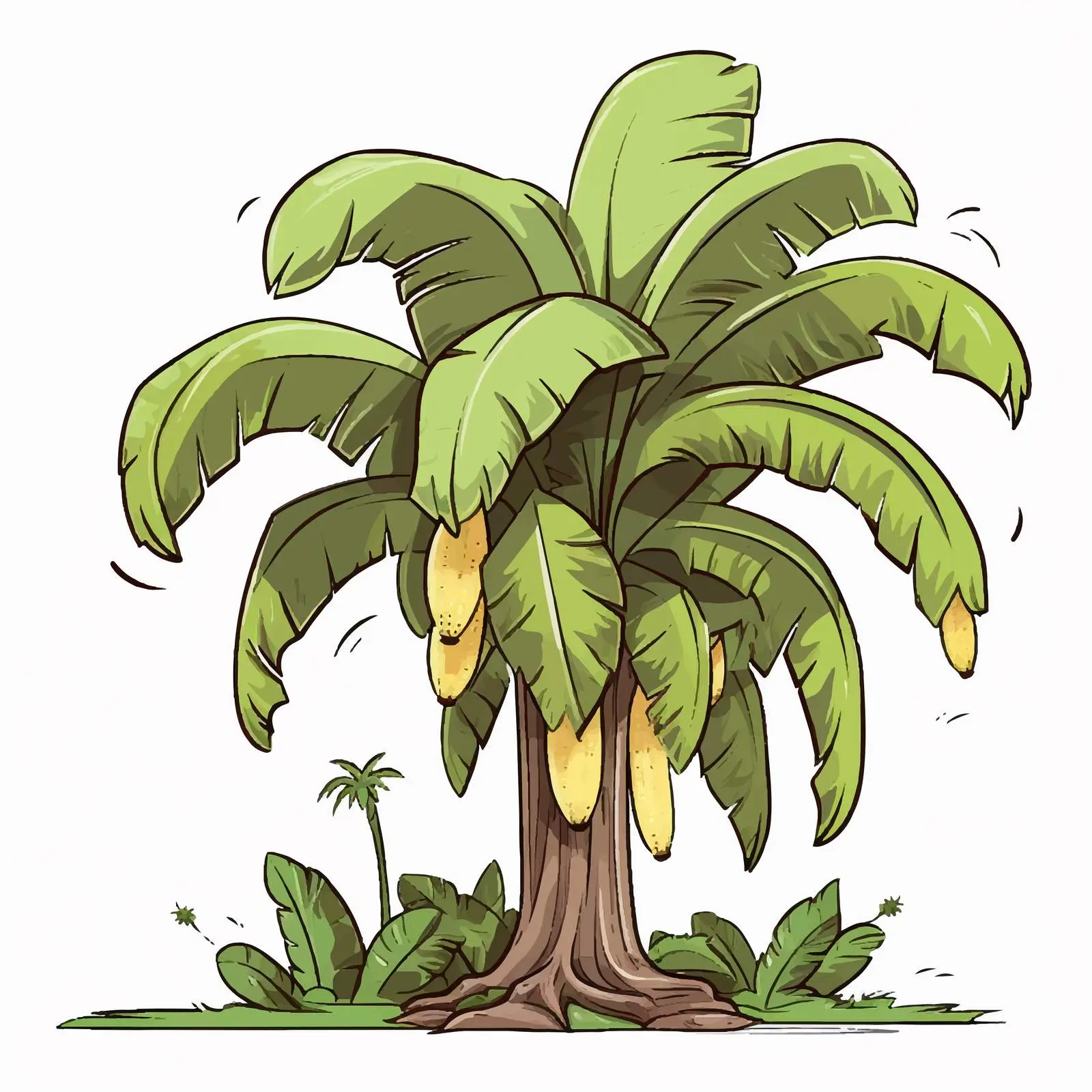 Banana Tree Cartoon Vector Illustration — free download from Dotvec