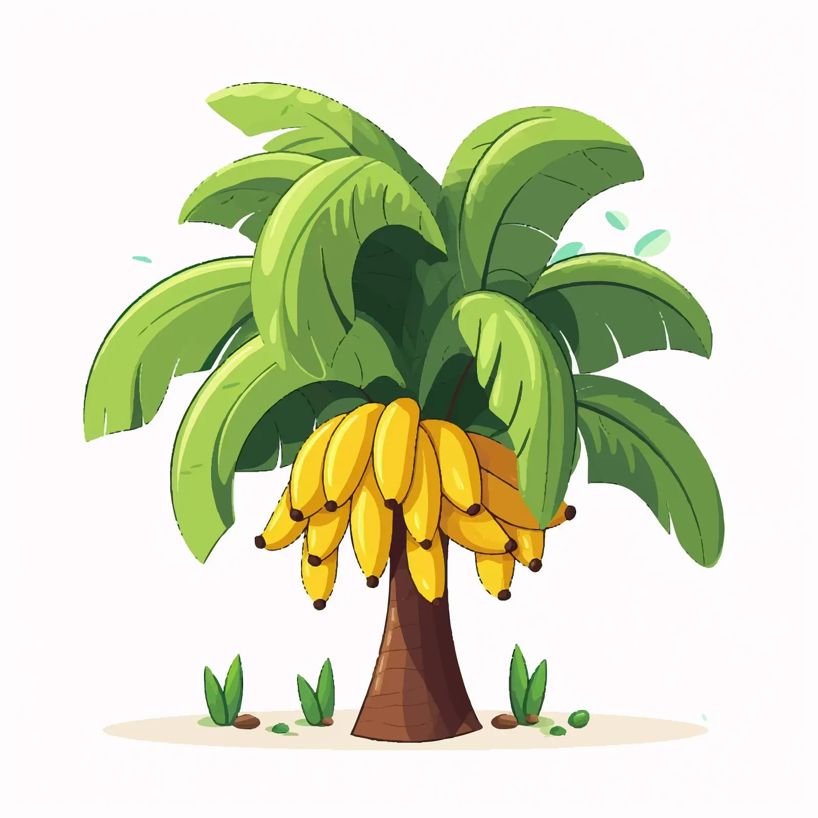 Cartoon Vector Illustration of a Banana Tree — free download from Dotvec