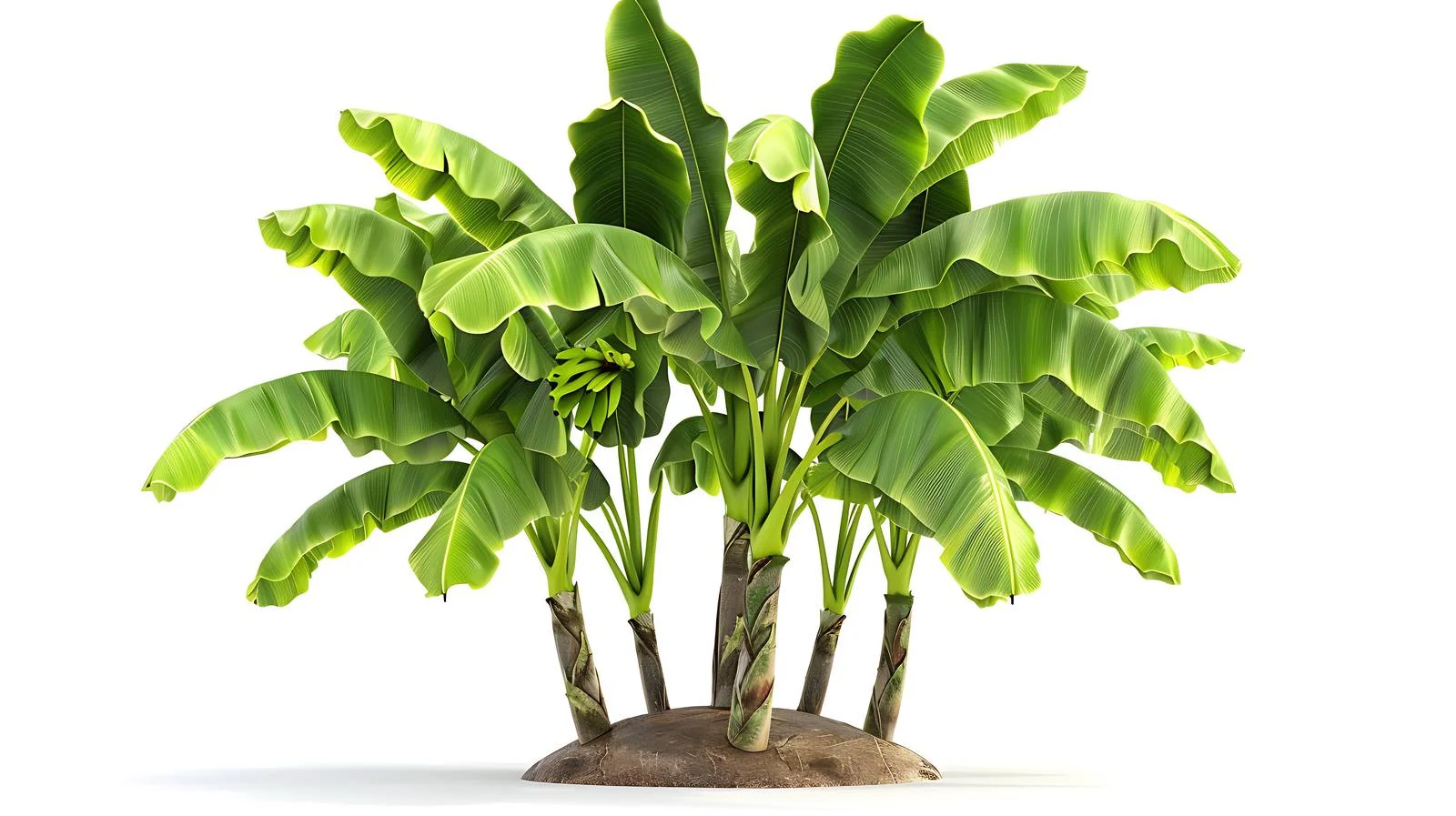 Lush Banana Tree with Green Fruits on White Background — free download from Dotvec