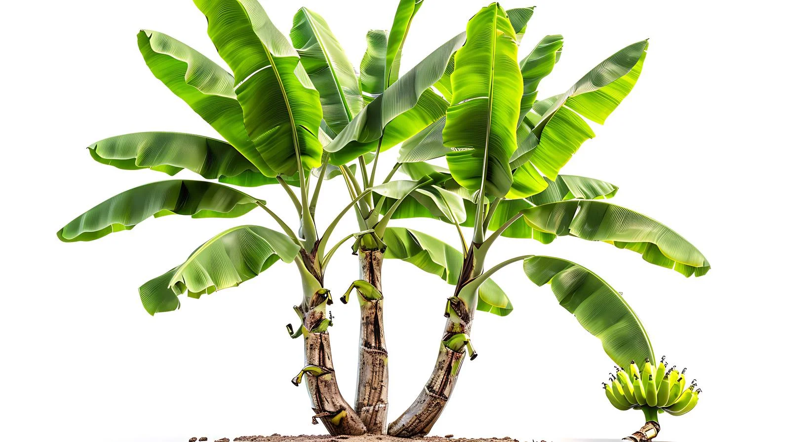 Banana Plant with Fresh Green Fruits on White Background — free download from Dotvec