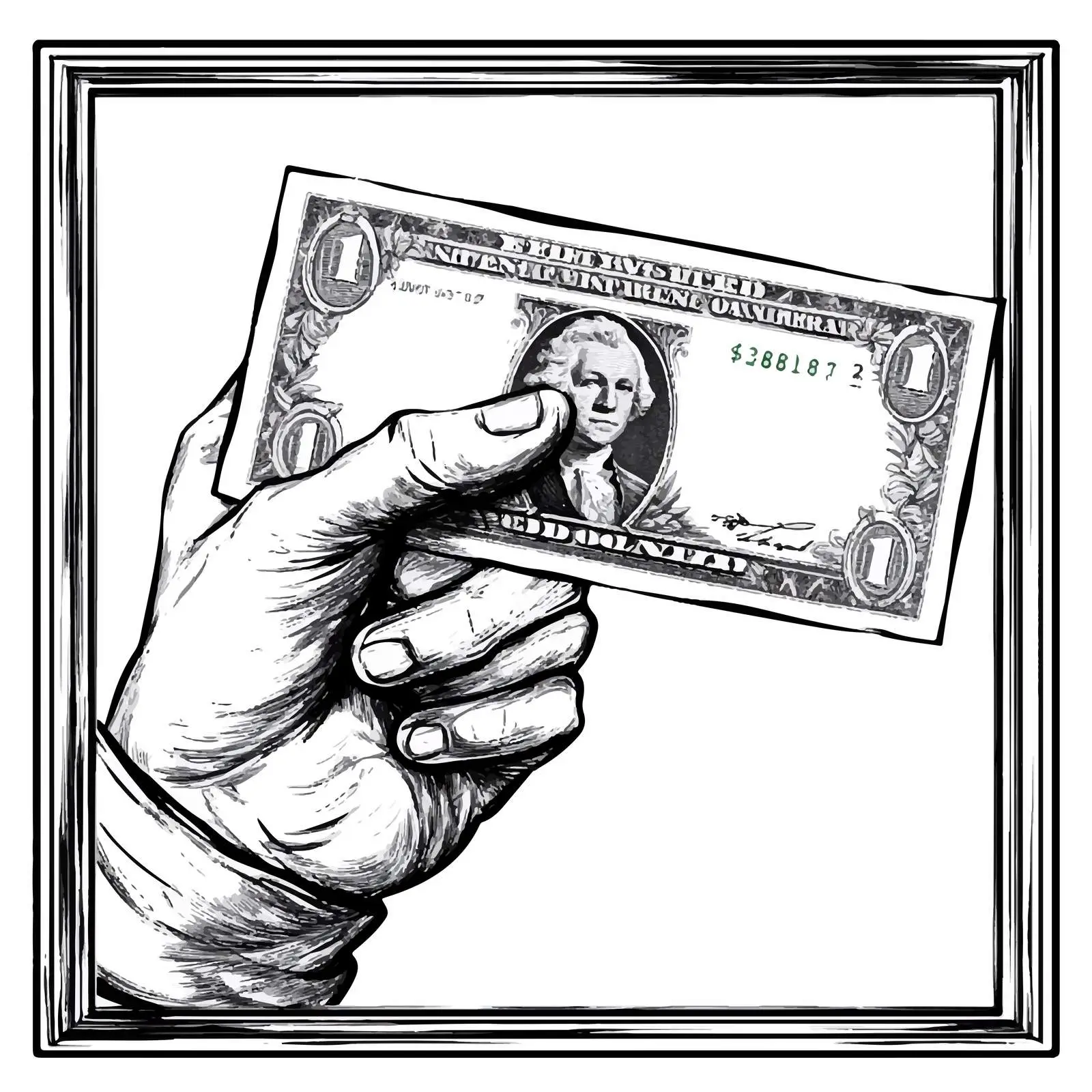 Cartoon Hand Holding Bank Note — free download from Dotvec