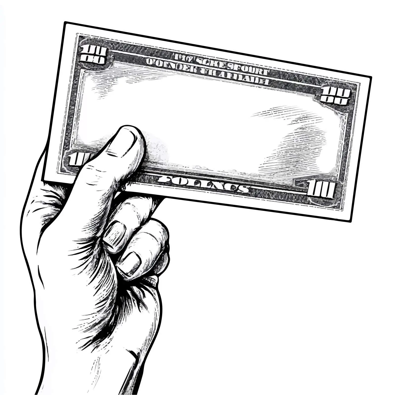Cartoon Bank Note in Hand Illustration — free download from Dotvec