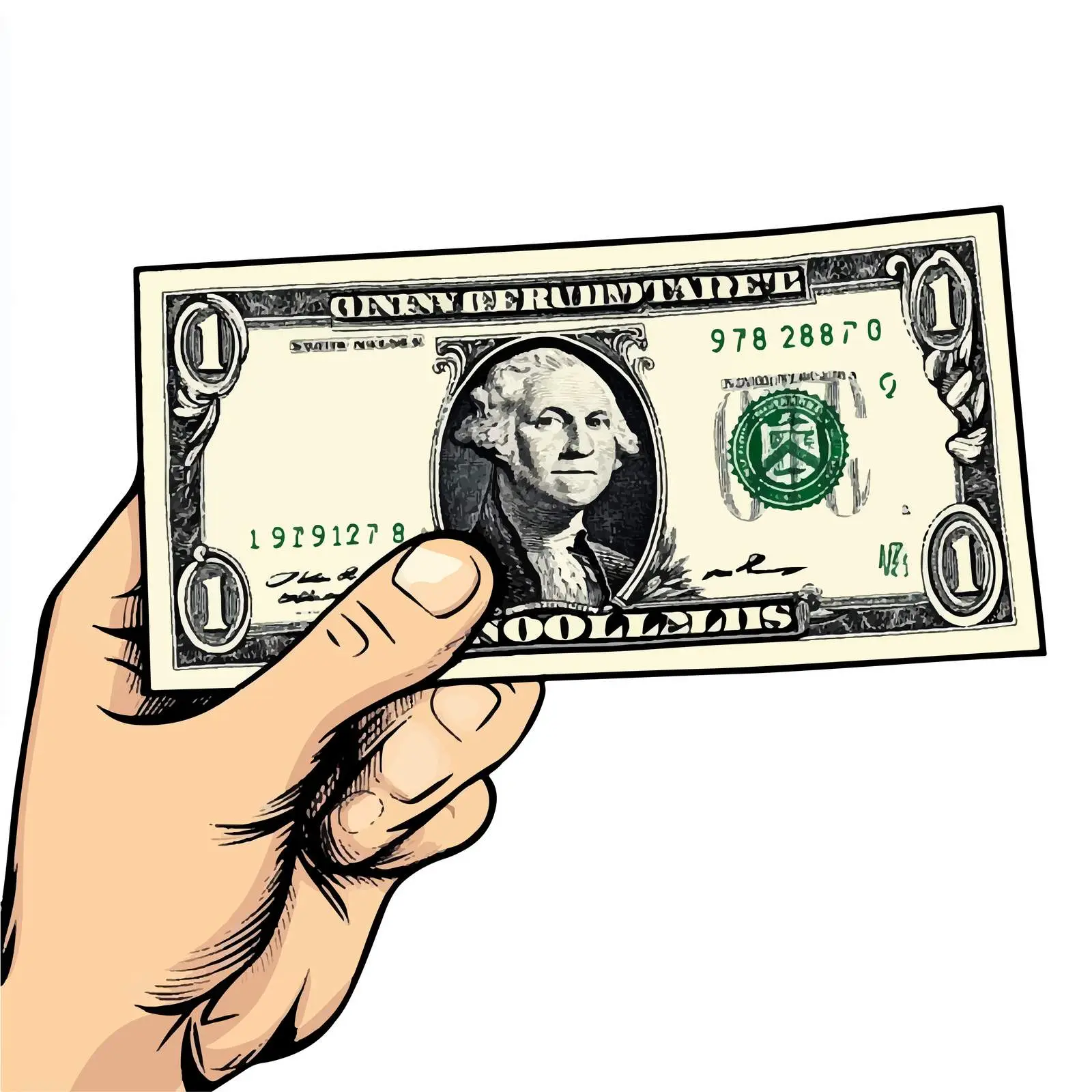 Cartoon Hand Holding Bank Note — free download from Dotvec