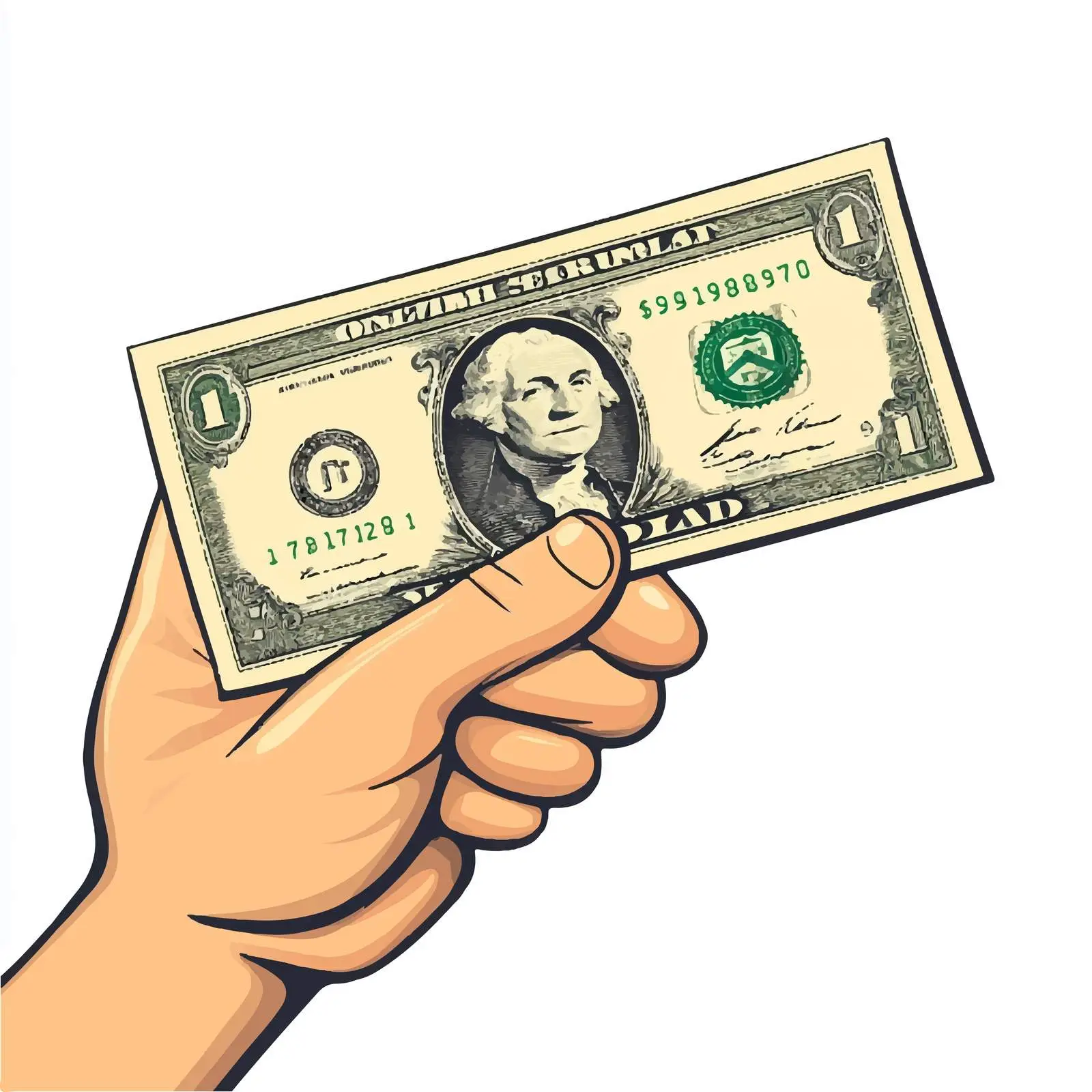 Cartoon Hand Holding Banknote Illustration — free download from Dotvec