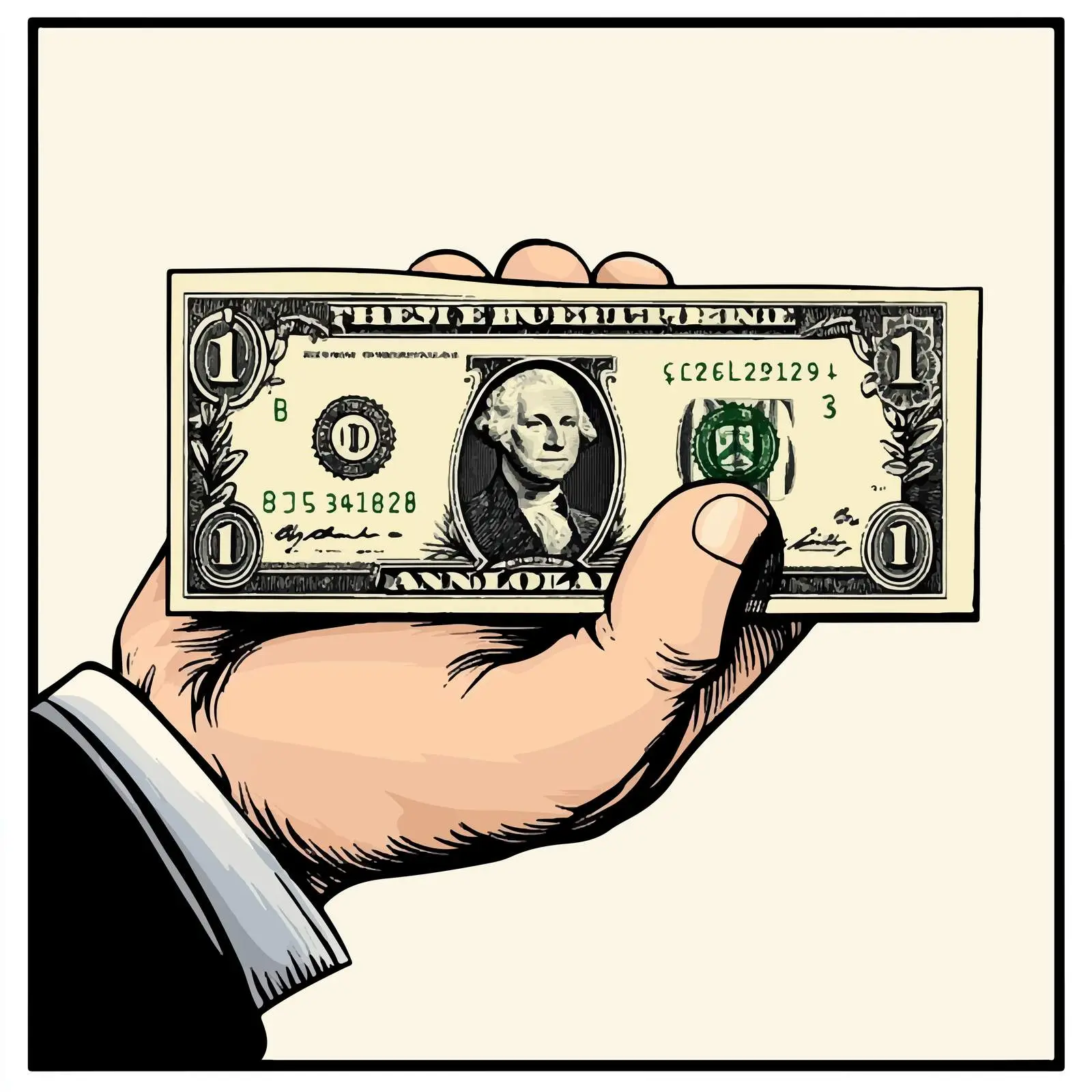 Cartoon Hand Holding Bank Note — free download from Dotvec