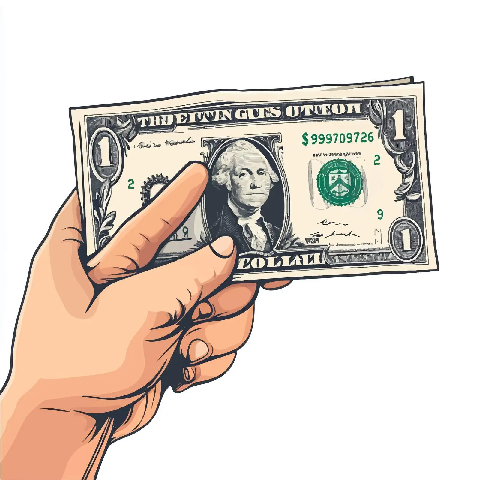 Cartoon Bank Note in Hand Vector — free download from Dotvec