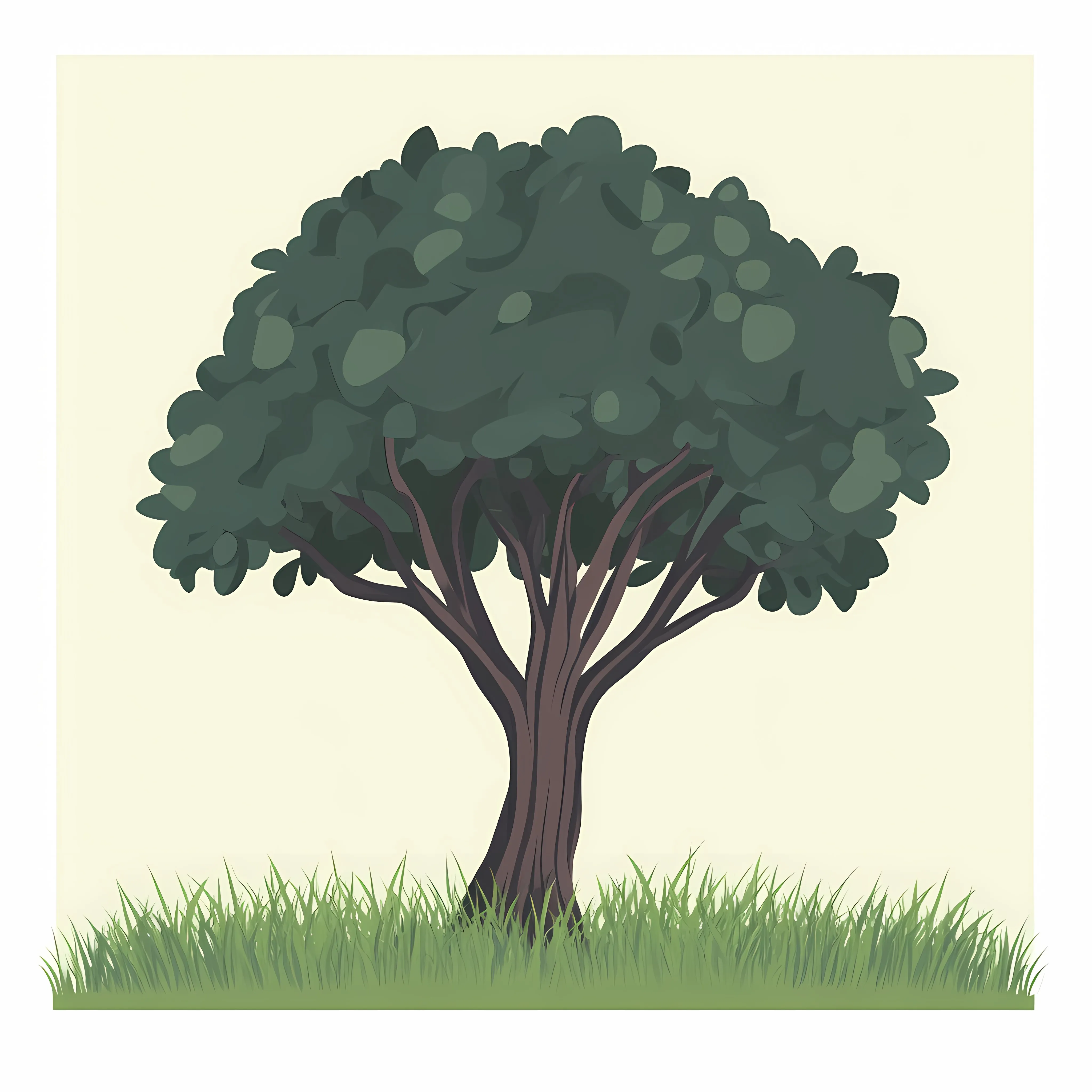 Banyan Tree and Grass Field Vector Illustration – free peaceful landscape image from Dotvec