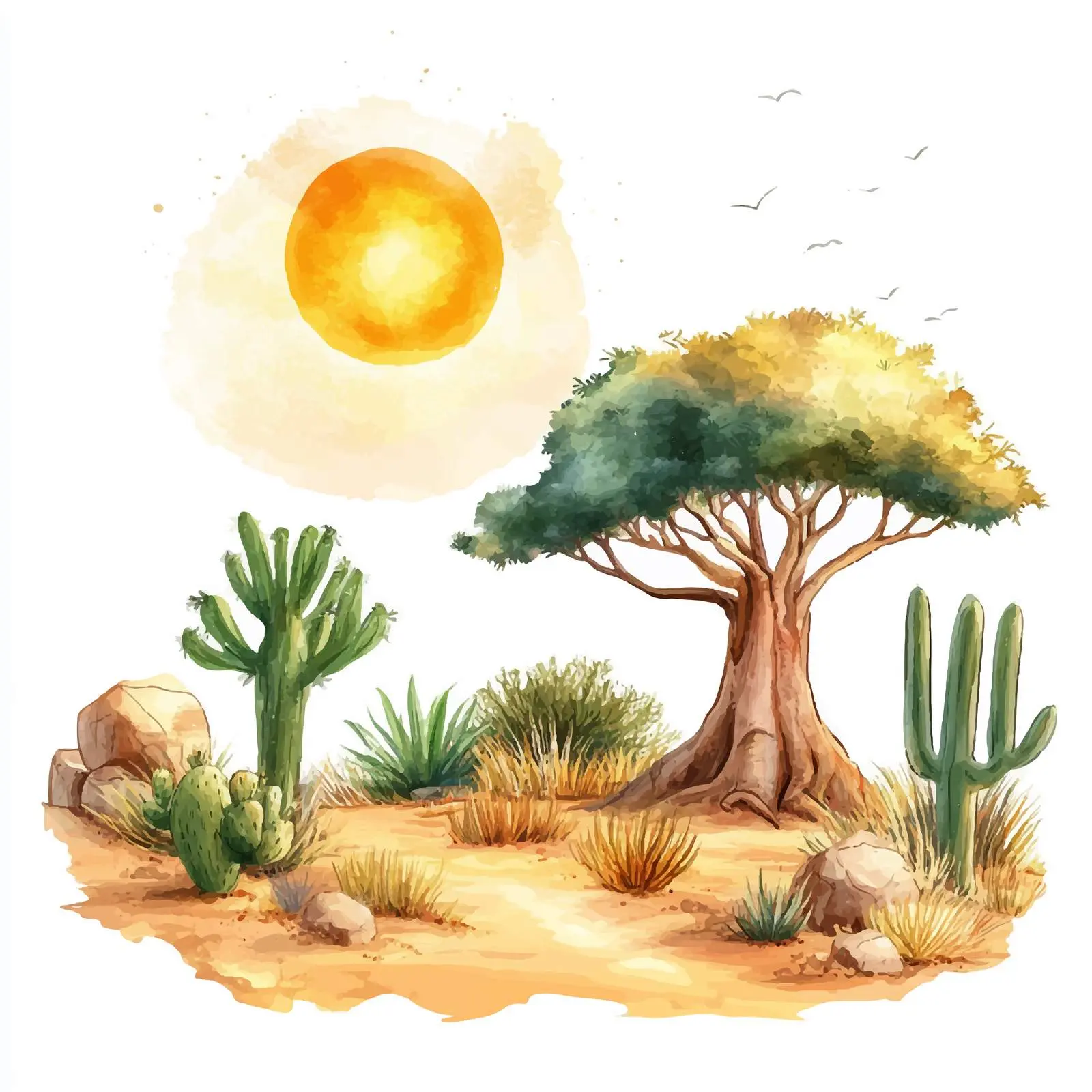 Cartoon African Landscape with Baobab Trees – free african image from Dotvec