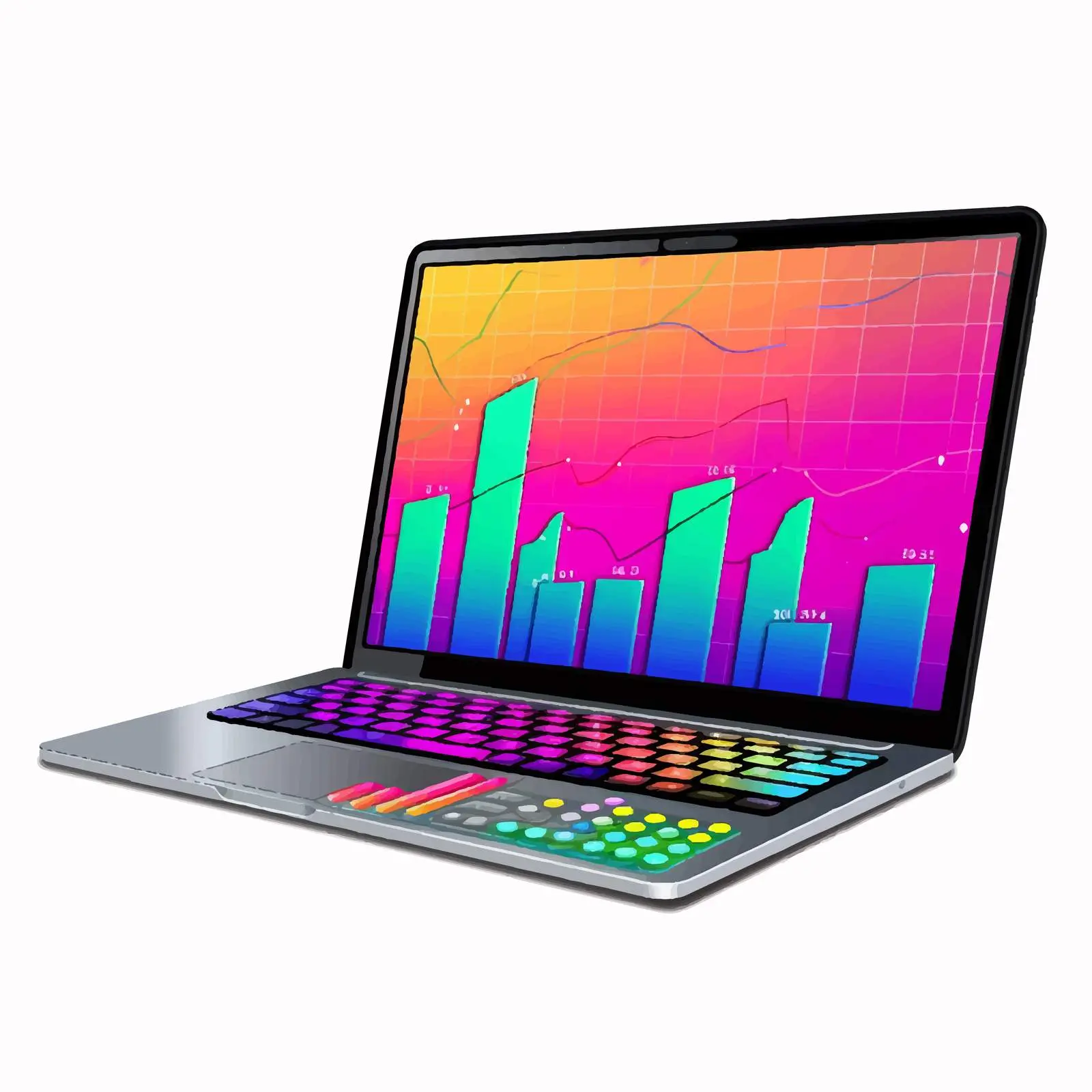 Bar Chart with Upward Trend on Laptop Screen – free business metrics image from Dotvec