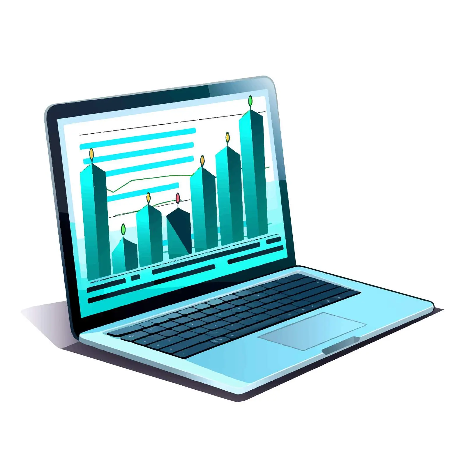 Laptop Screen Bar Chart with Upward Trend — free download from Dotvec