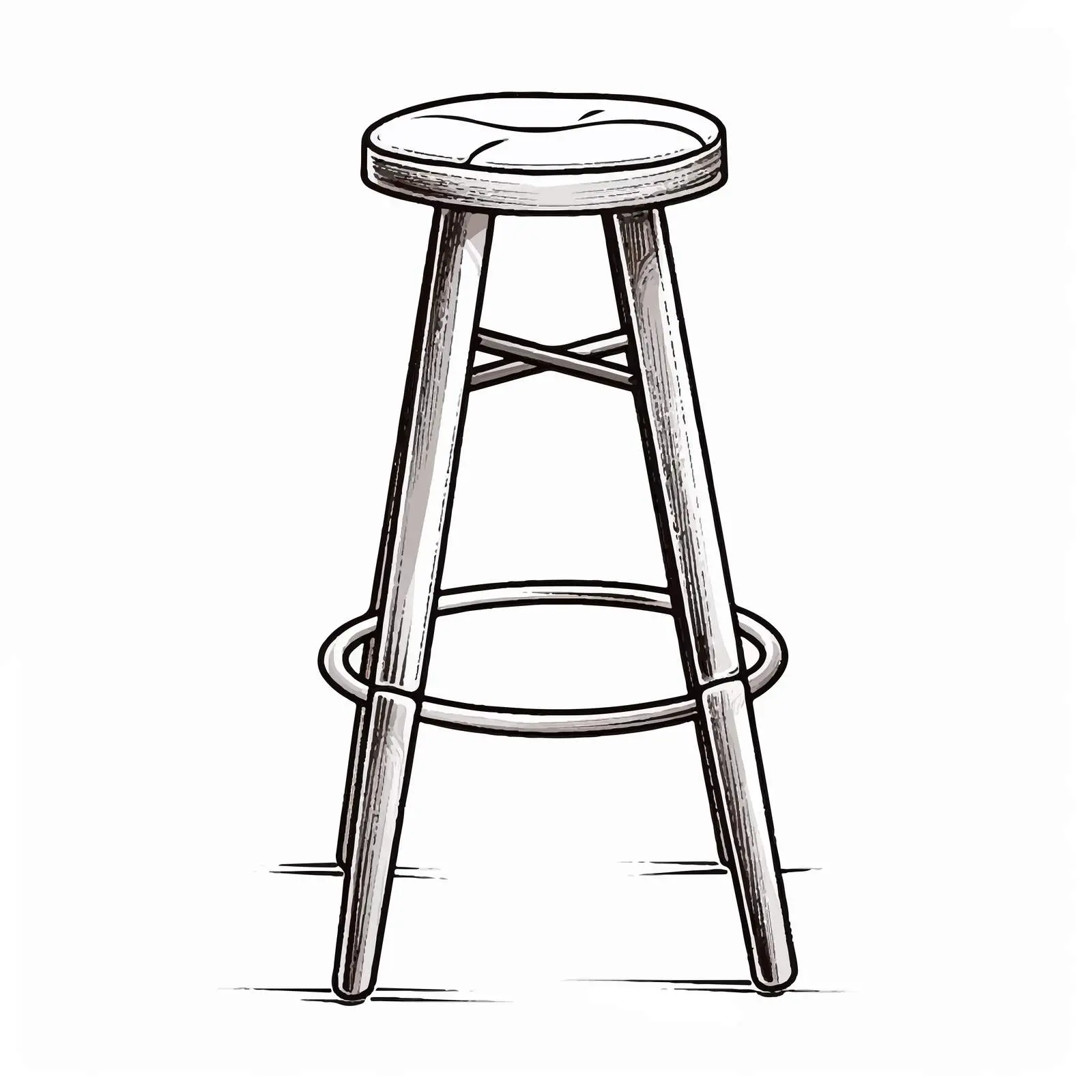 Bar Stool Vector Sketch Illustration on White Background – free tool design image from Dotvec