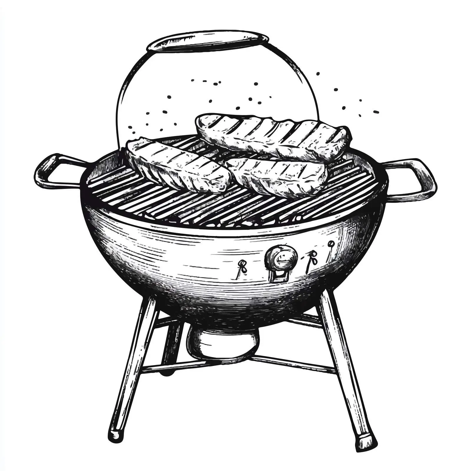 Black and White Barbecue Cartoon Vector — free download from Dotvec
