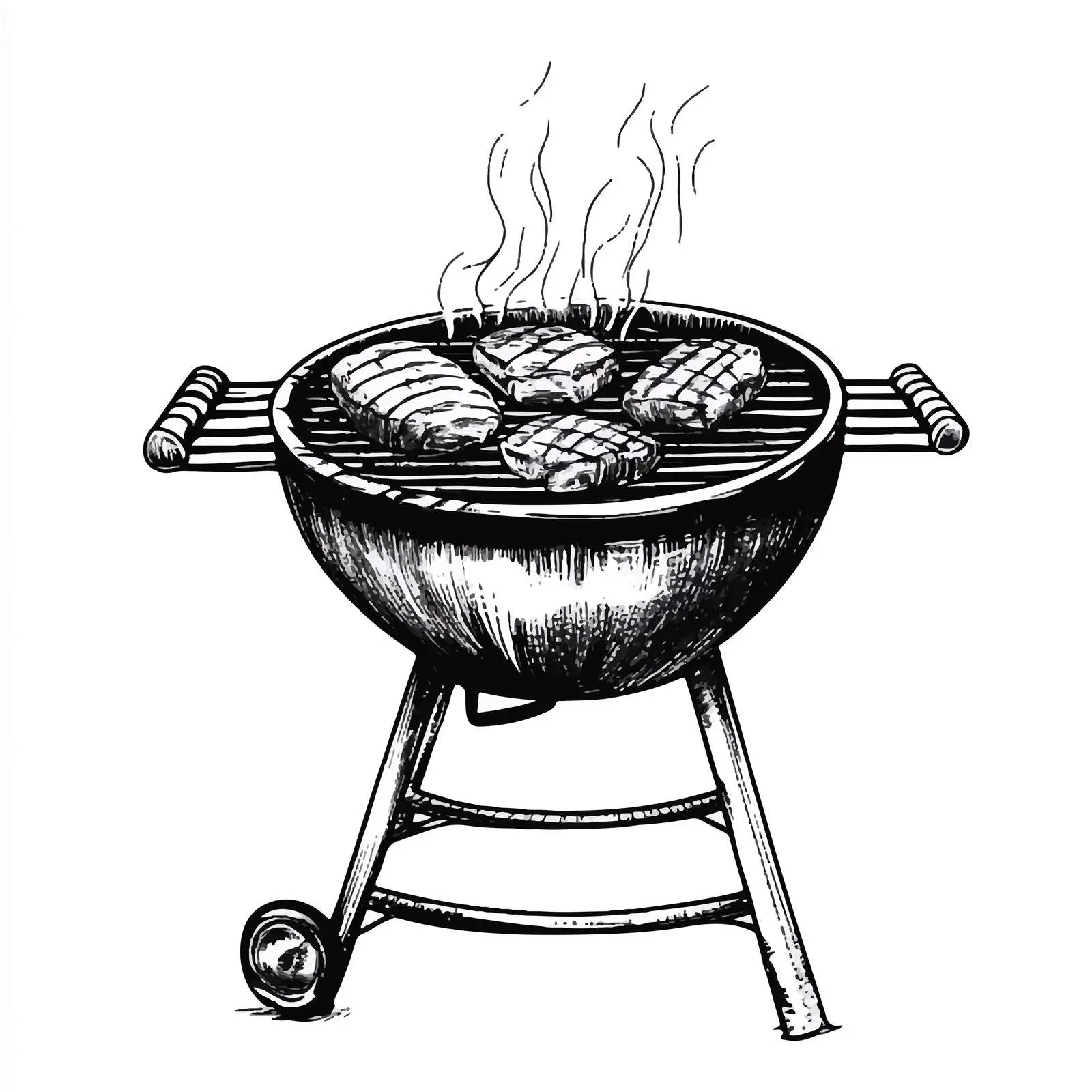 Black and White Barbecue Cartoon Vector — free download from Dotvec